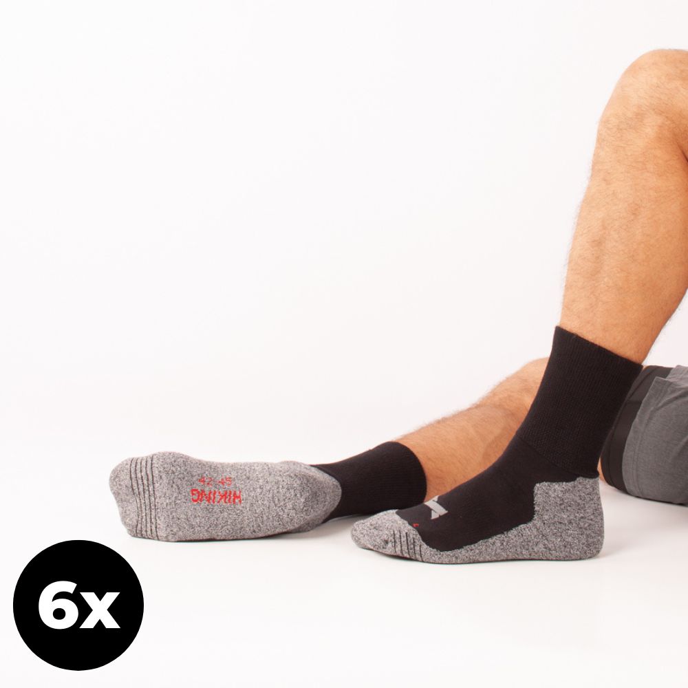 Paquete 6 Pares Calcetines Xtreme Sockswear De Senderismo - Negro - Antitranspirantes. Ajuste Perfecto.  MKP