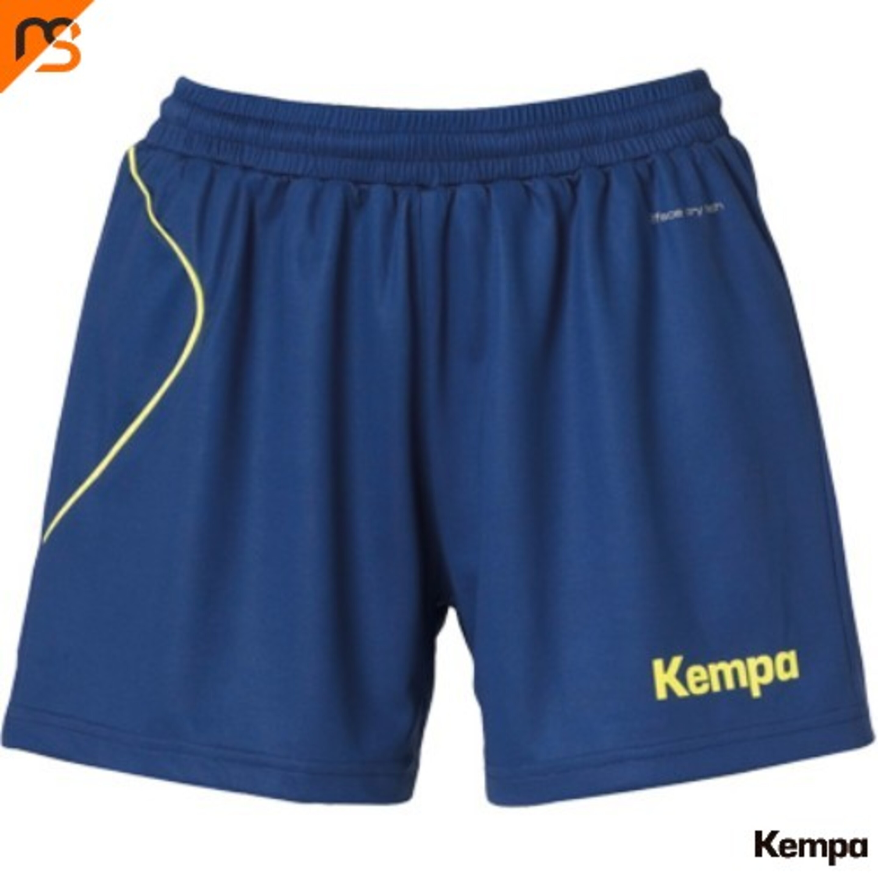 Curve Shorts De Mujer Azul Deep/amarillo Fluor Kempa - azul-oscuro - 