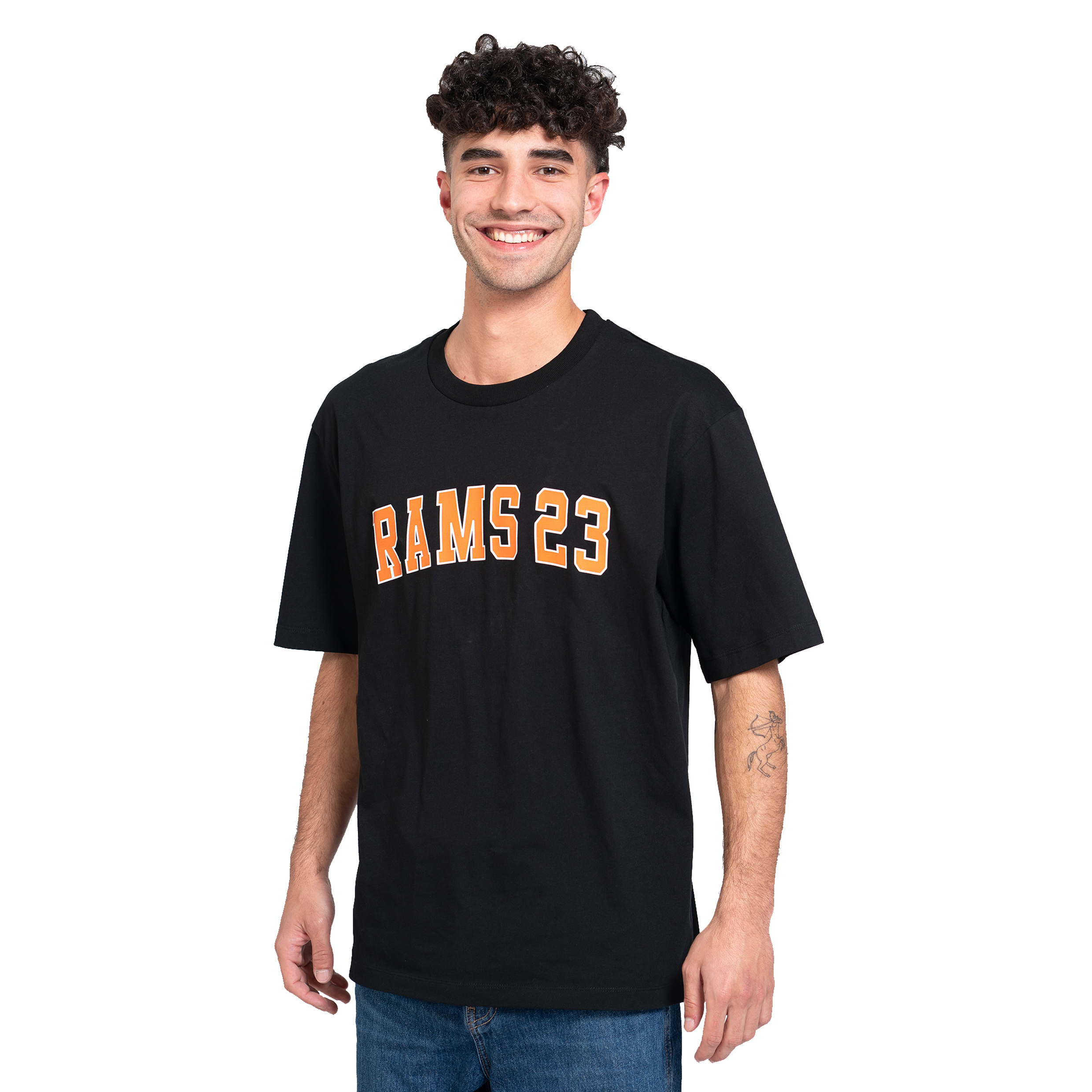 Camiseta Oversize Rams 23 University Black - Naranja  MKP