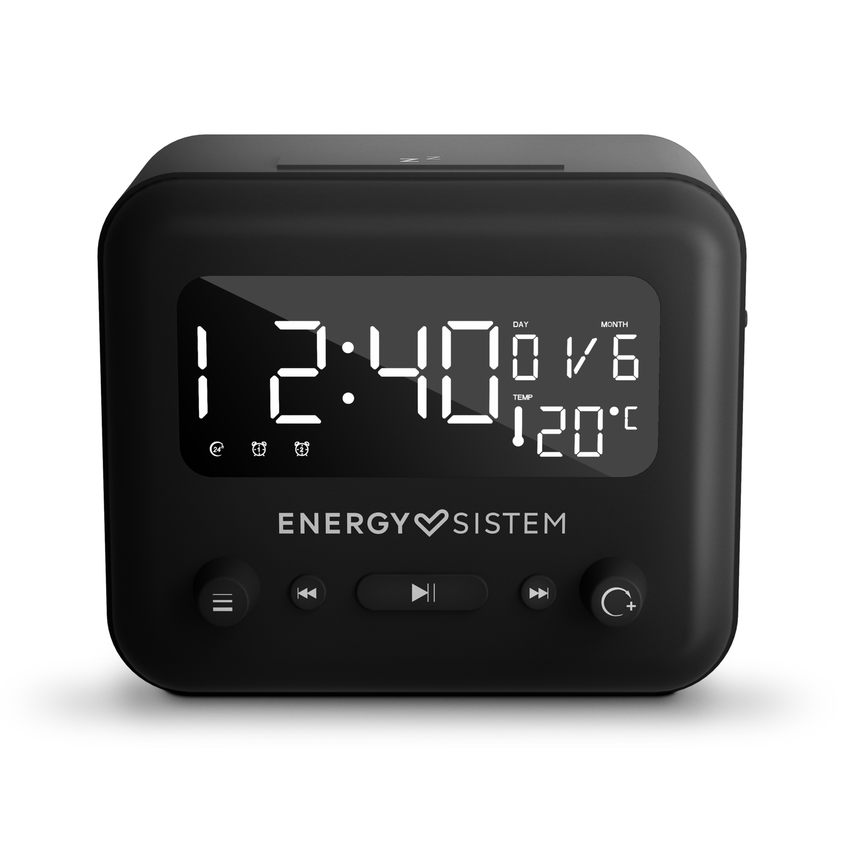 Energy Sistem Altavoz Clock Speaker 2 Bluetooth (Dual Alarm, 5 W, Fm Radio, Aux-out) Gris