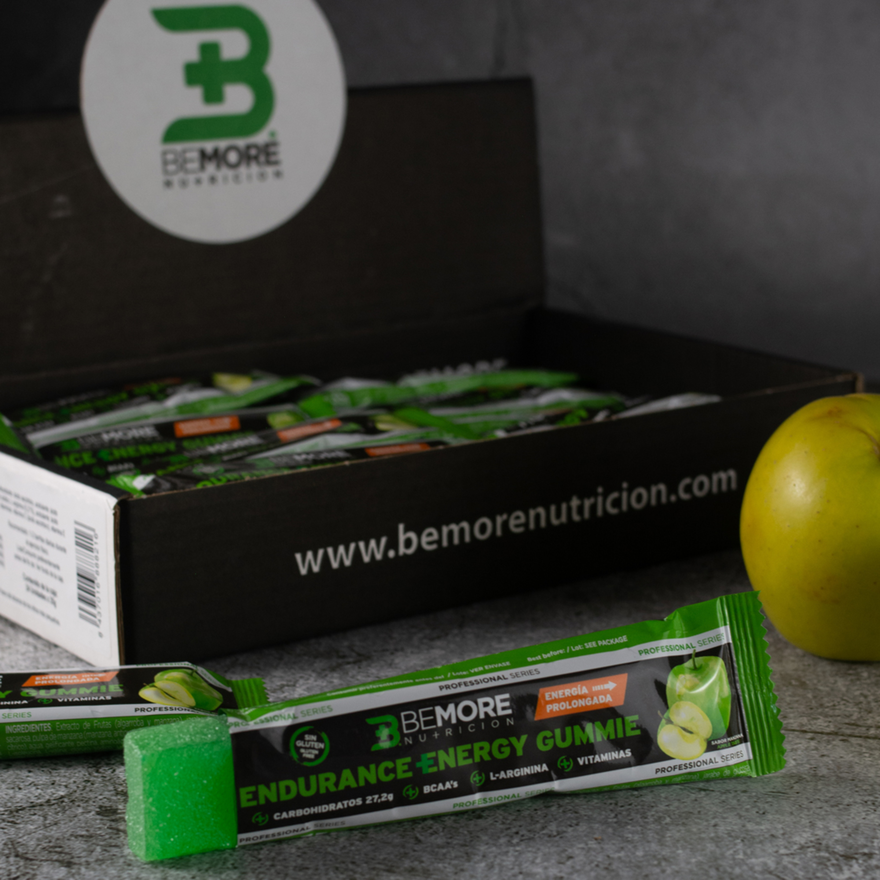 Endurance +energy Gummie Bar. Energía Prolongada. Sin Alérgenos. Sabor Manzana. 24 Uds