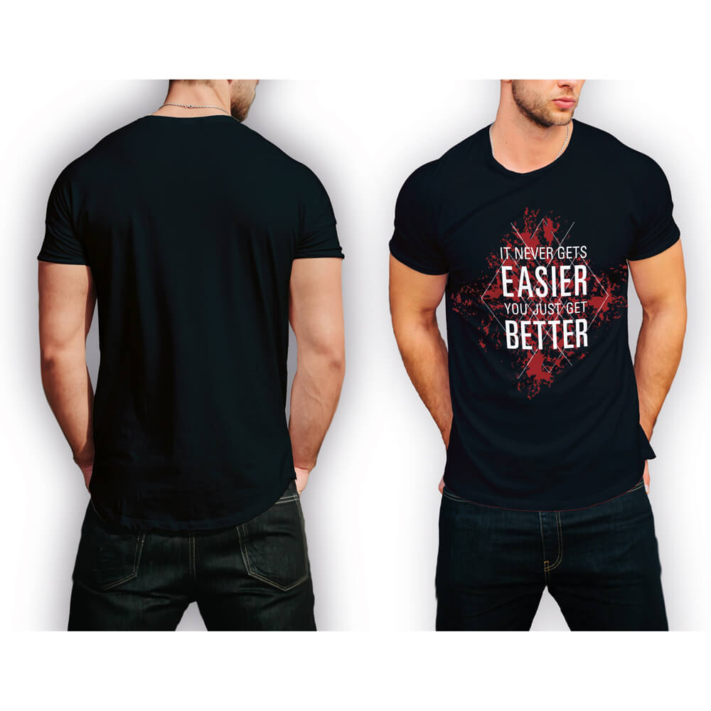 T-shirt Preta 'never Gets Easier'