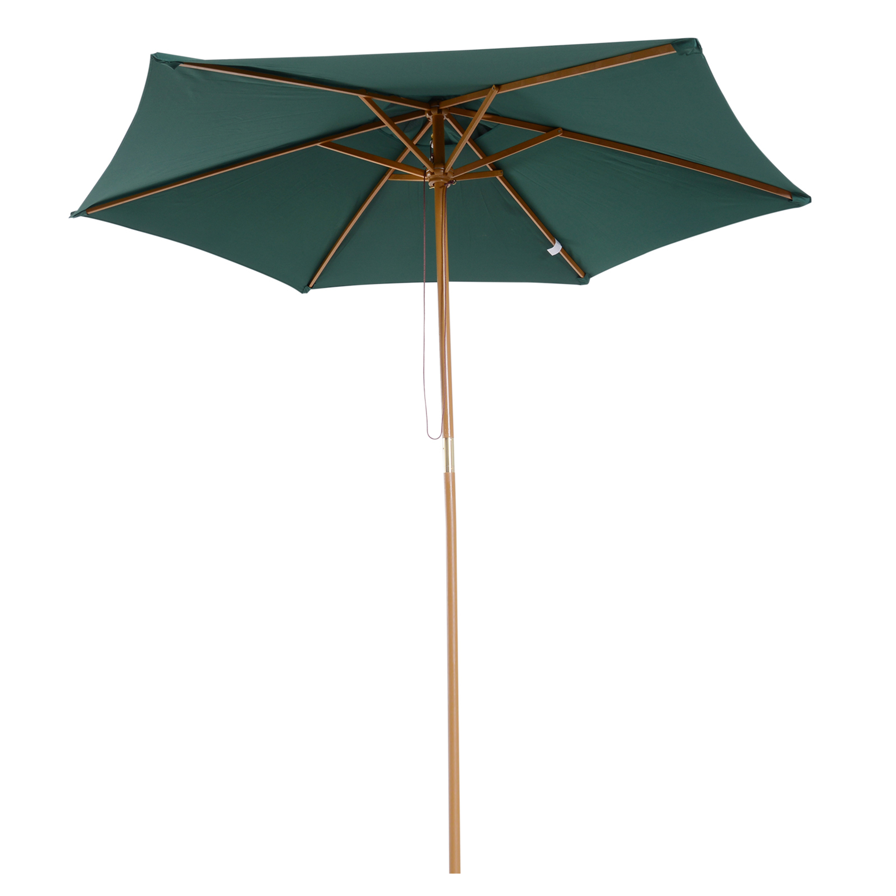 Sombrilla Tipo Parasol - Mástil De Madera - Color Verde - ?2,5m