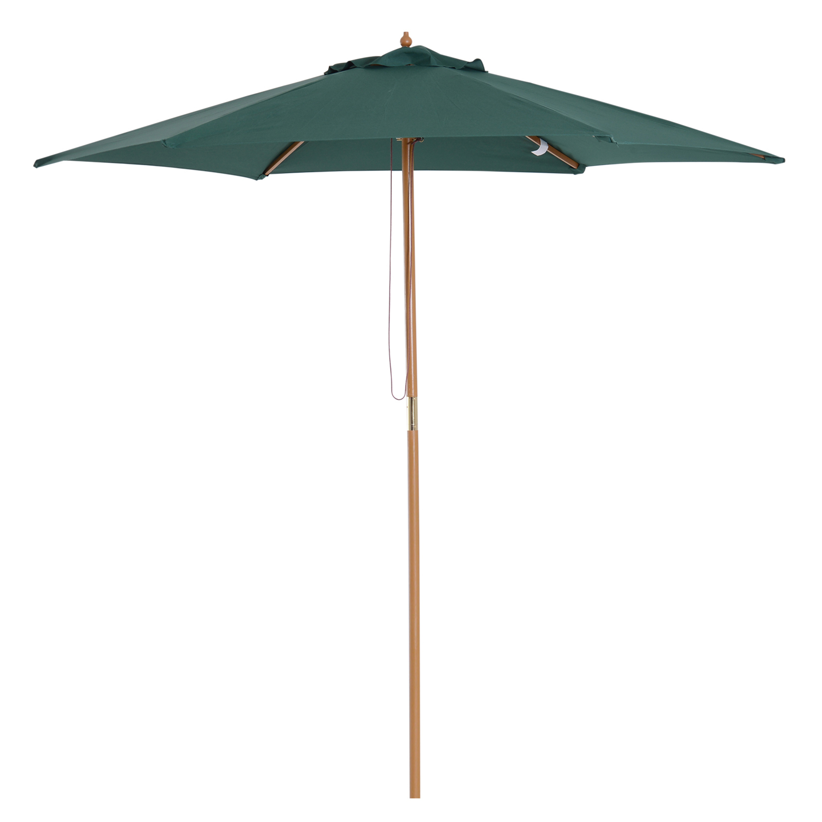 Sombrilla Tipo Parasol Para Terraza Patio Y Jardín - Mástil De Madera - Color Verde - ?2,5m