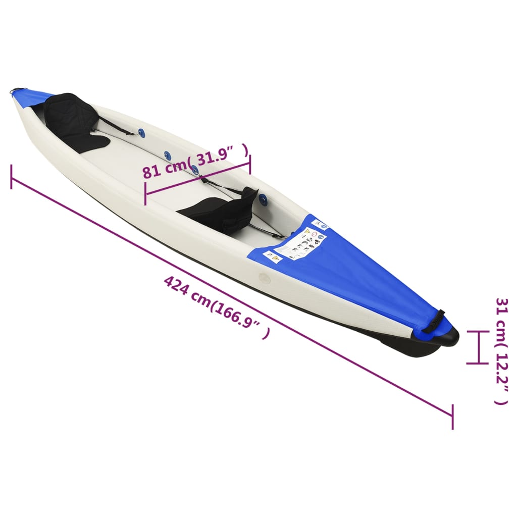 Kayak Inflable Vidaxl 424 X 81 X 31 Cm
