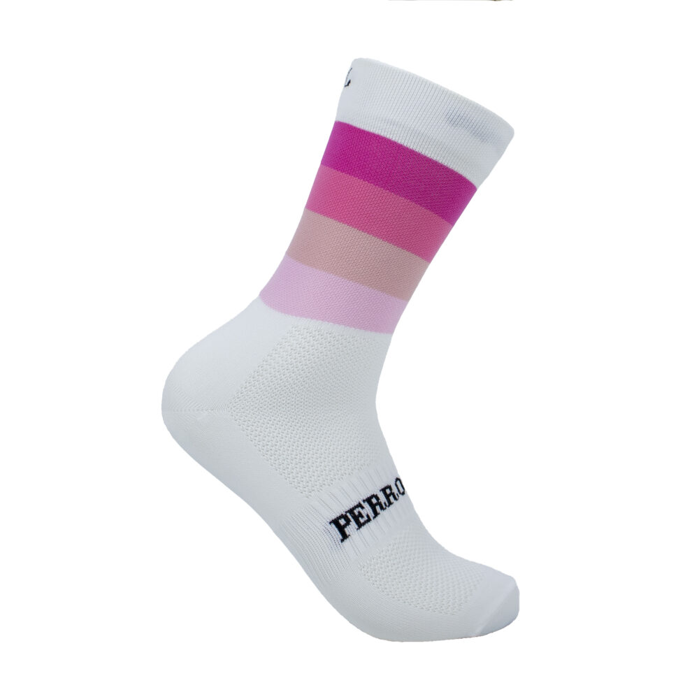 Calcetines Perro Loco Ciclismo Colores Widow - blanco-rosa - 