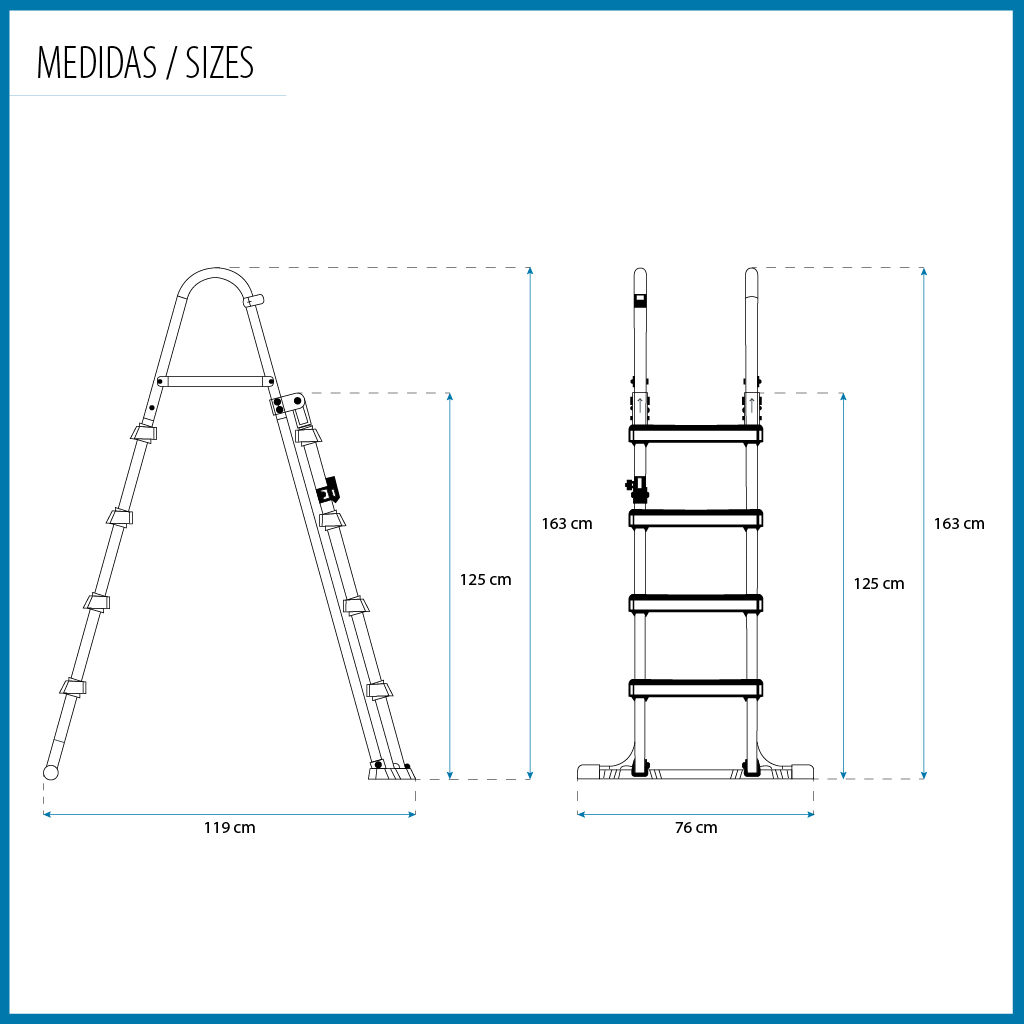 Escalera De Seguridad Bestway Flowclear 76x119x163 Cm Para Piscinas Desmontables De 122cm De Altura  MKP