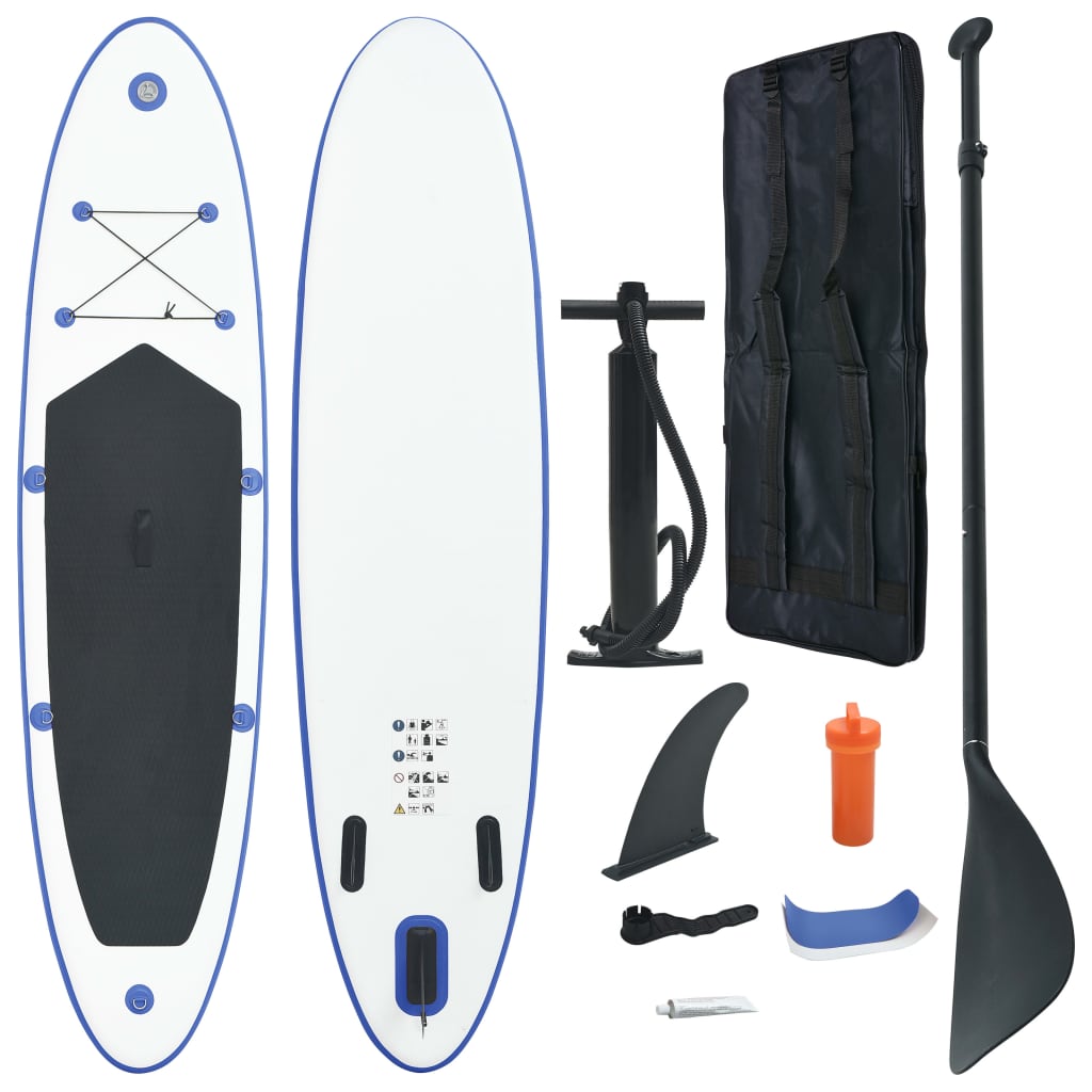 Vidaxl Set De Tabla Inflable De Paddle Surf Sup Azul Y Blanco 360 - azul - 