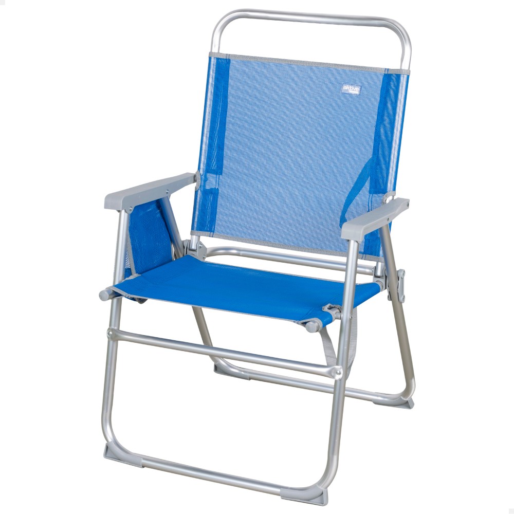 Cadeira De Praia Dobrável Fixa Azul Aktive Beach - azul - 