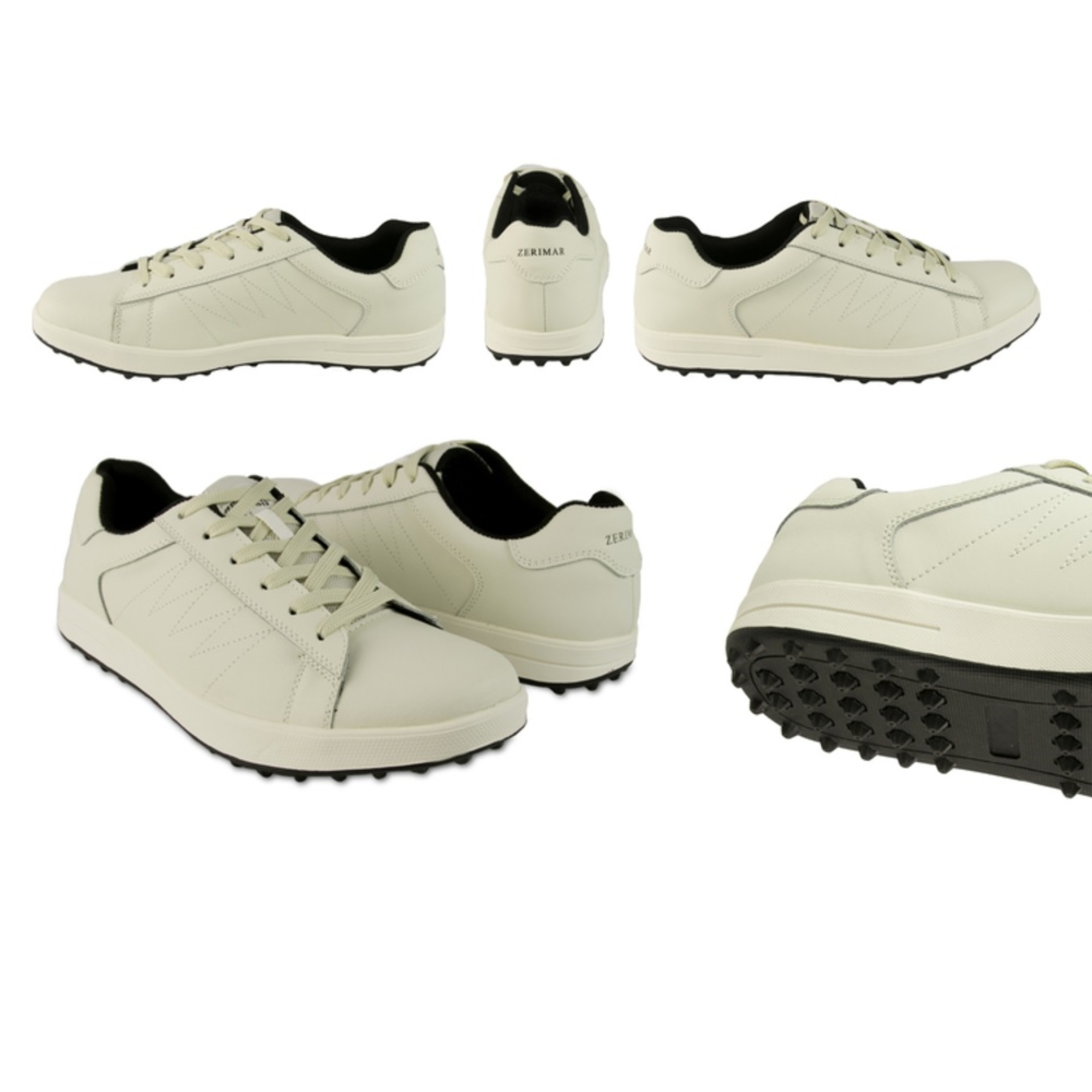 Zapatos De Golf Zerimar  Con Bordados - Crudo - Zapatos Golf Hombre Zapatillas Piel  MKP