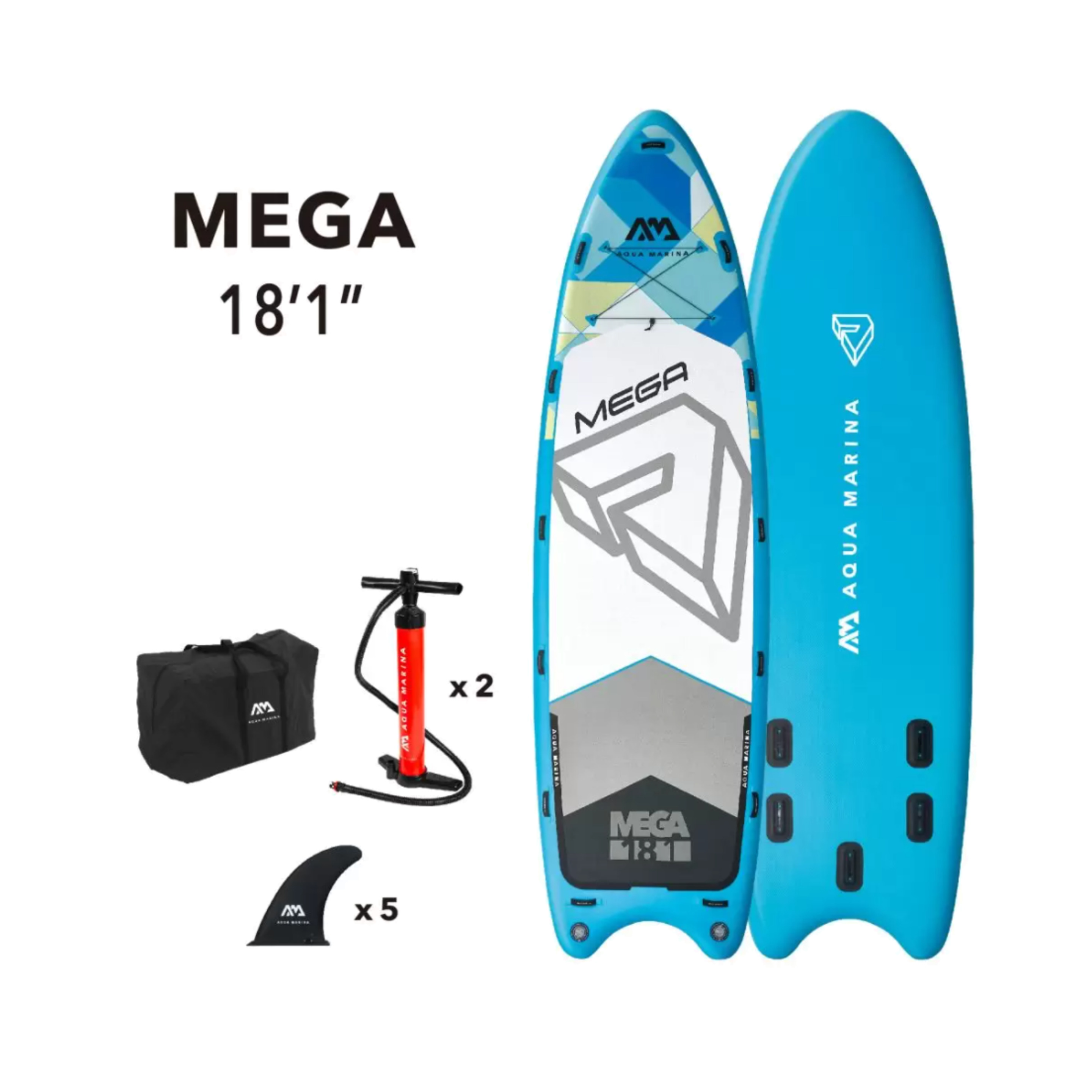 Tabla Paddle Surf Aqua Marina Mega 18’1? - Azul/Blanco - Multiperson Series  MKP