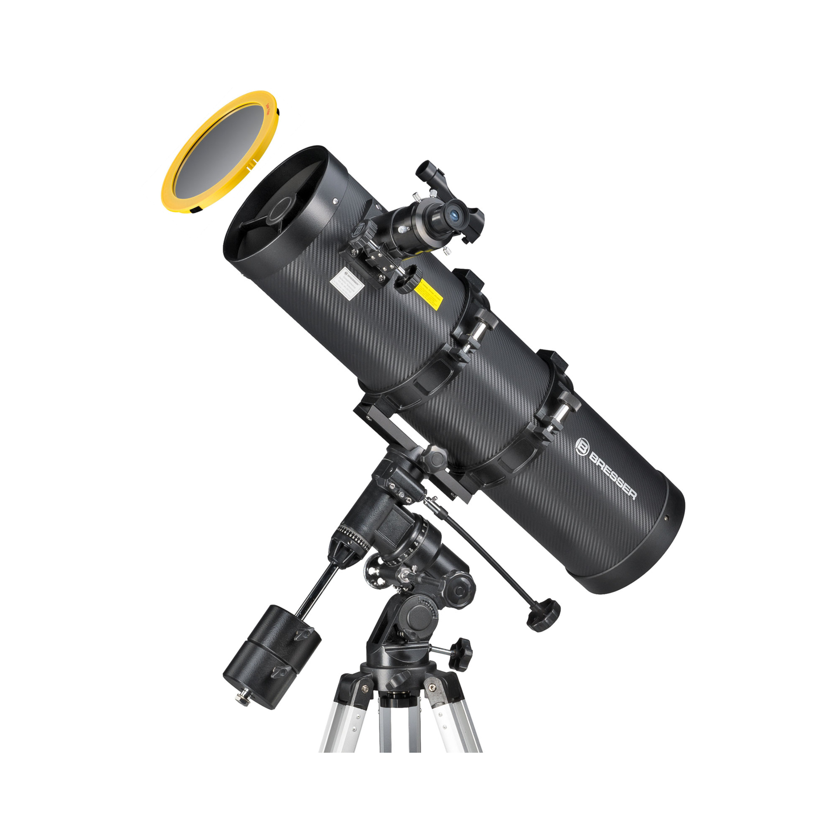 Telescopio Reflector 150/1400 Eq3 Pollux Con Filtro Solar Y Adaptador Móvil Bresser - negro - 