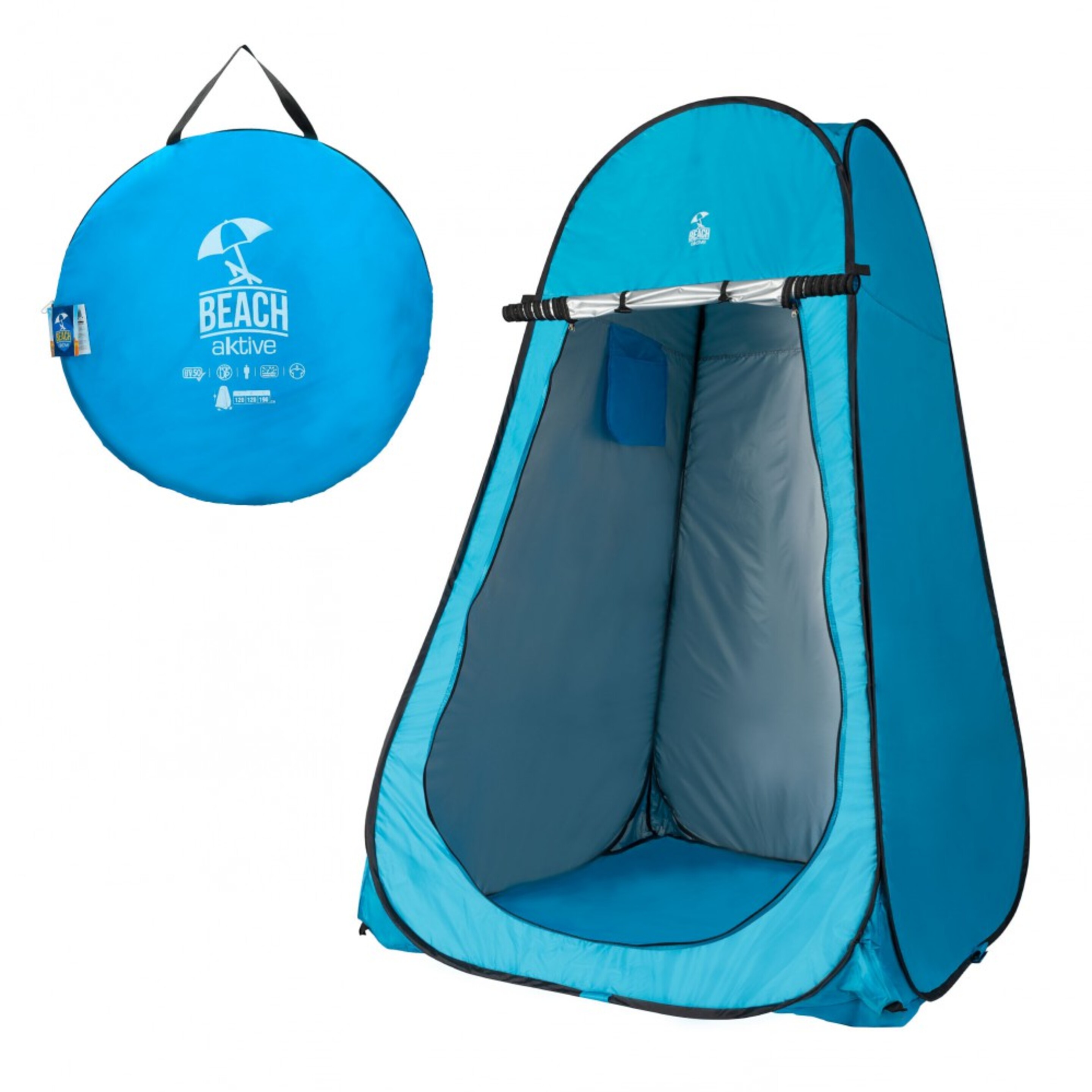 Tienda Campaña Cambiador Para Camping Con Suelo Aktive 120x120x190 Cm Azul - azul - 