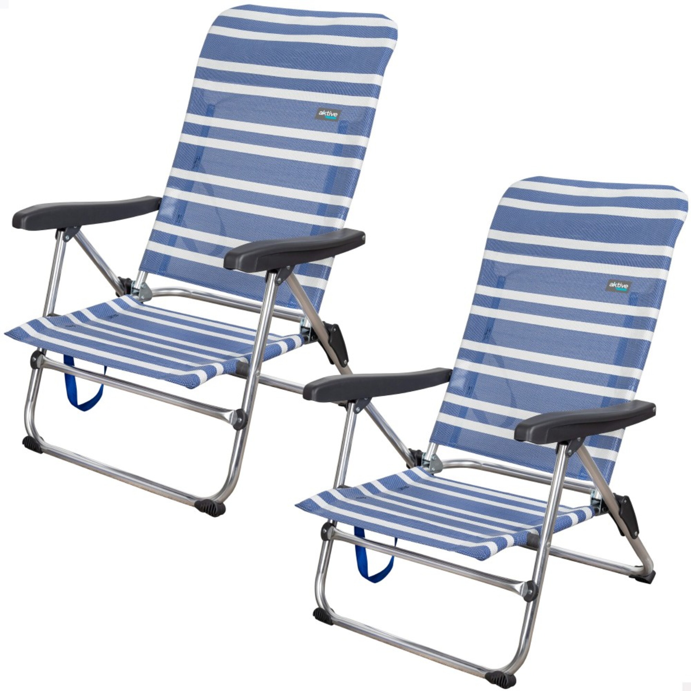 Saving Pack 2 Cadeiras De Praia Anti-inclinação Multiposições Mykonos 47x50x85 Cm Aktive - azul - 
