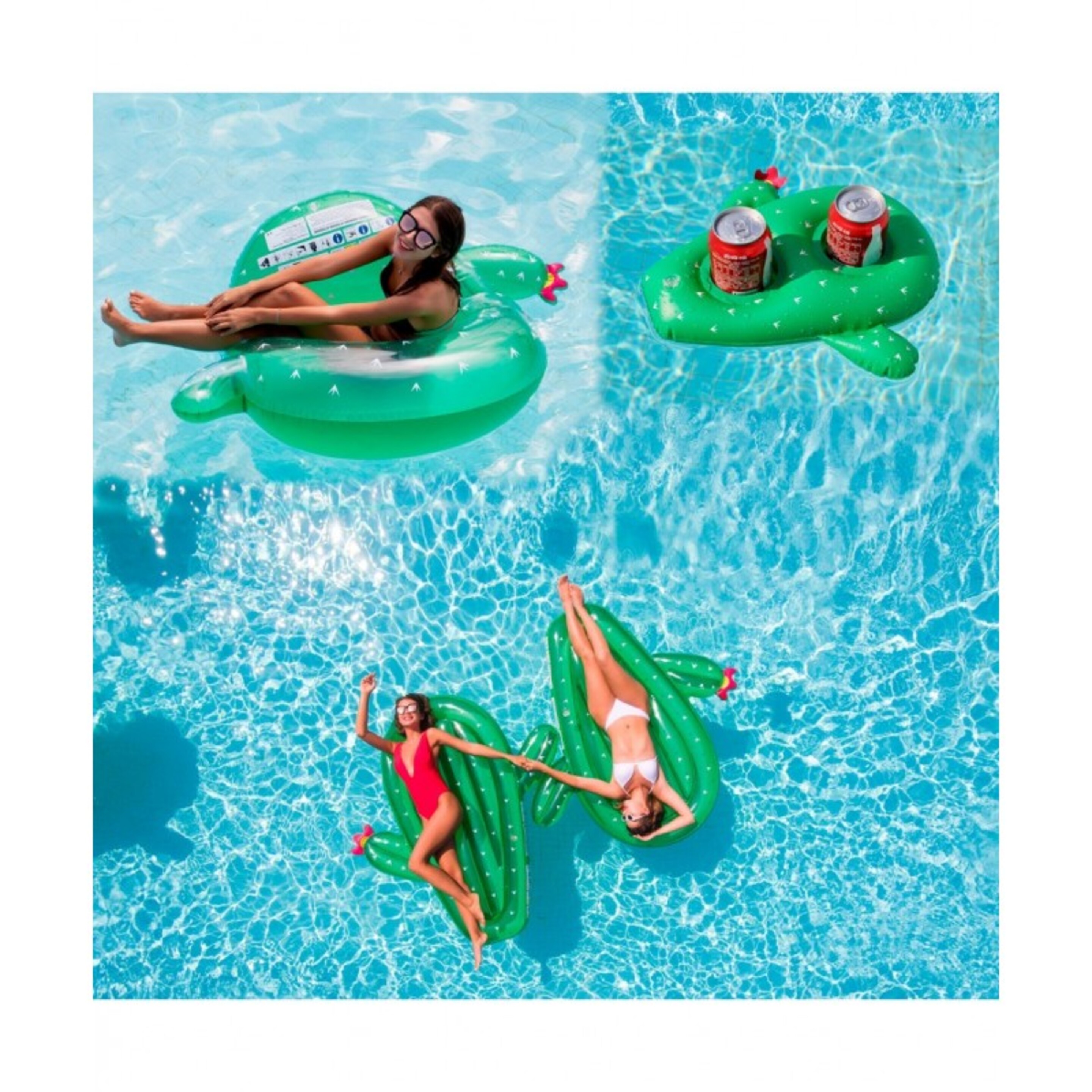 Manguitos 3-6 Años + 2 Flotadores + Posavaso + Pelota Hinchable Para Piscina Y Playa Pack Cactus