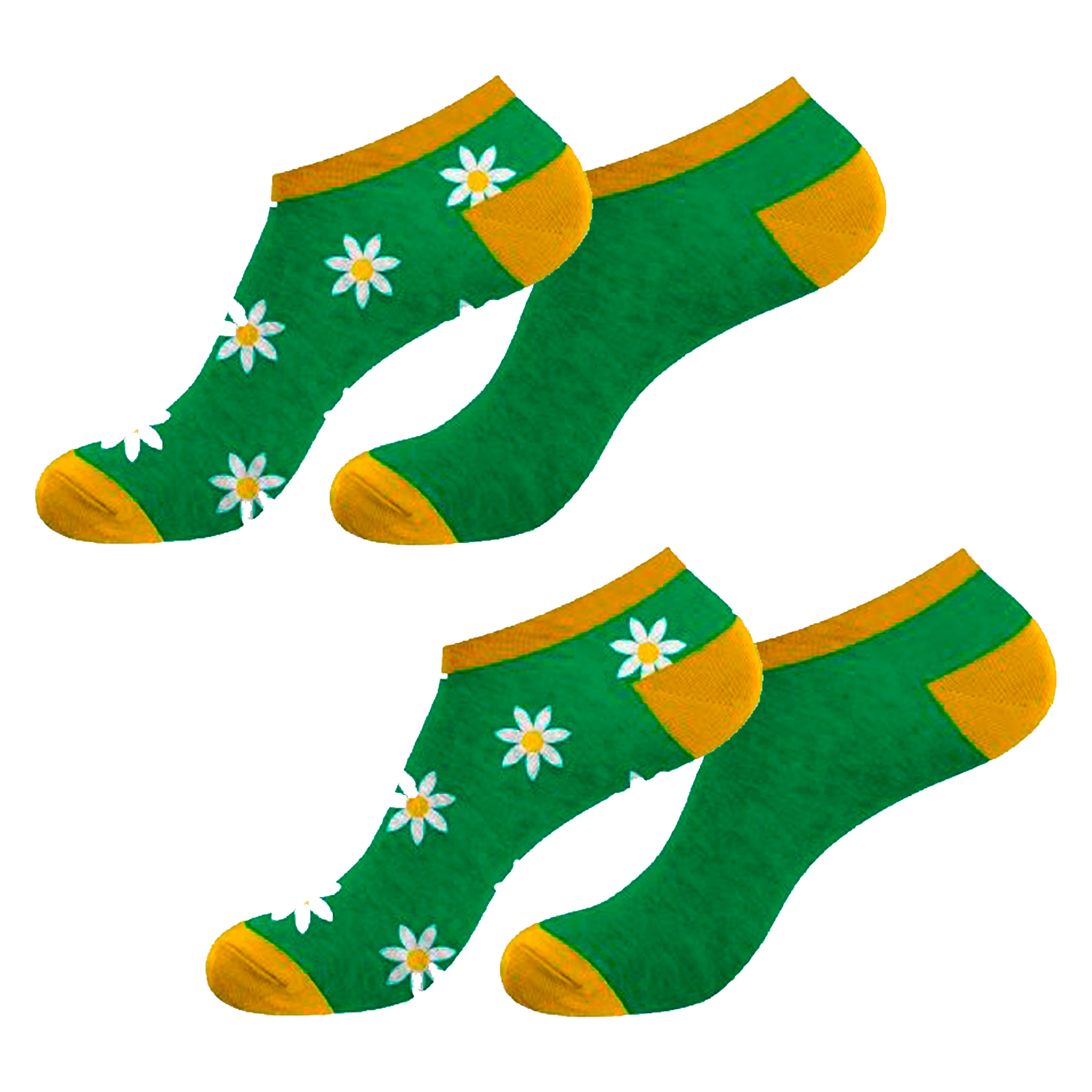 Pack 2 Pares De Calcetines Tobilleros Crazy Socks Modelo Daisy - verde - 