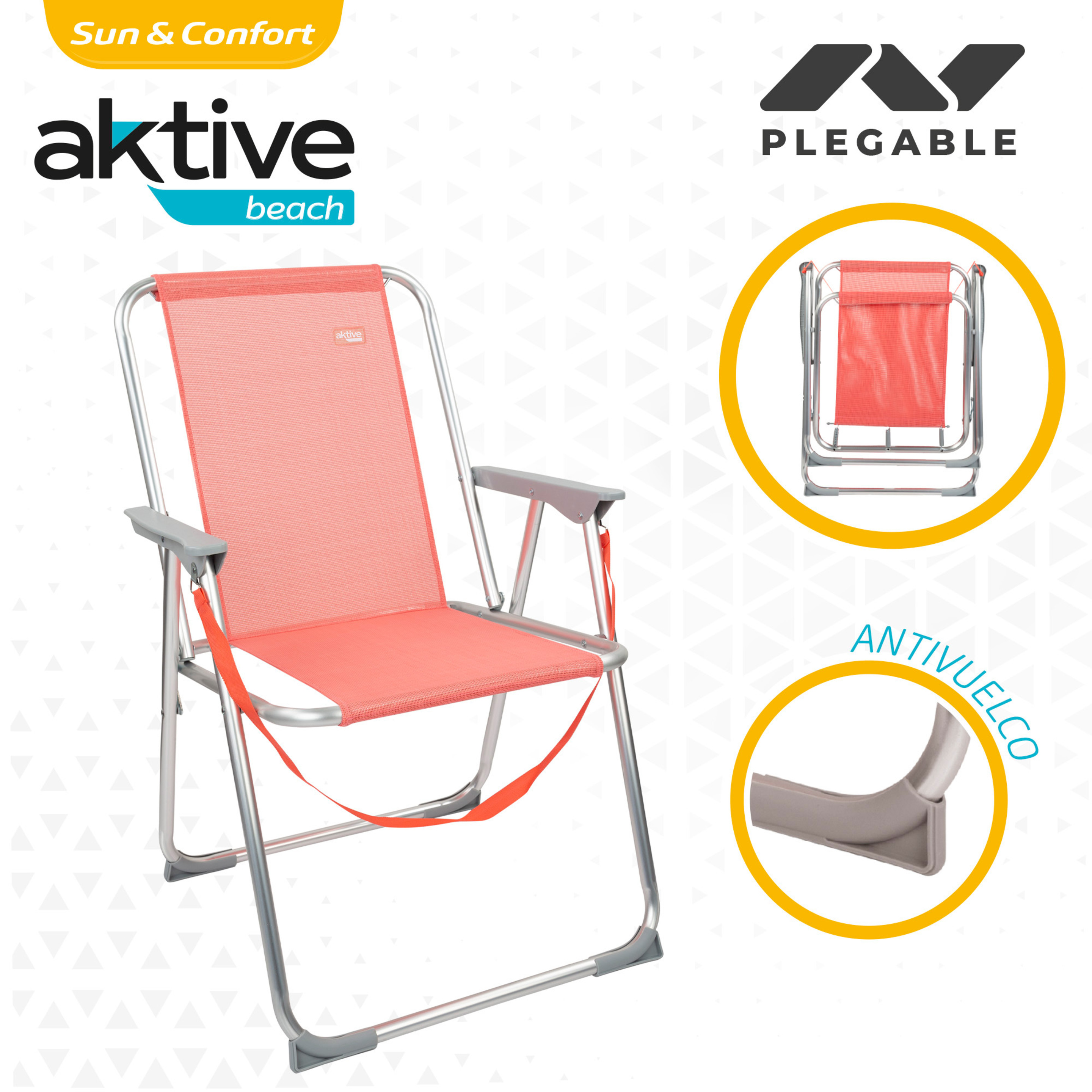 Cadeira Dobrável De Alumínio Fixa Coral Aktive - Coral | Sport Zone MKP