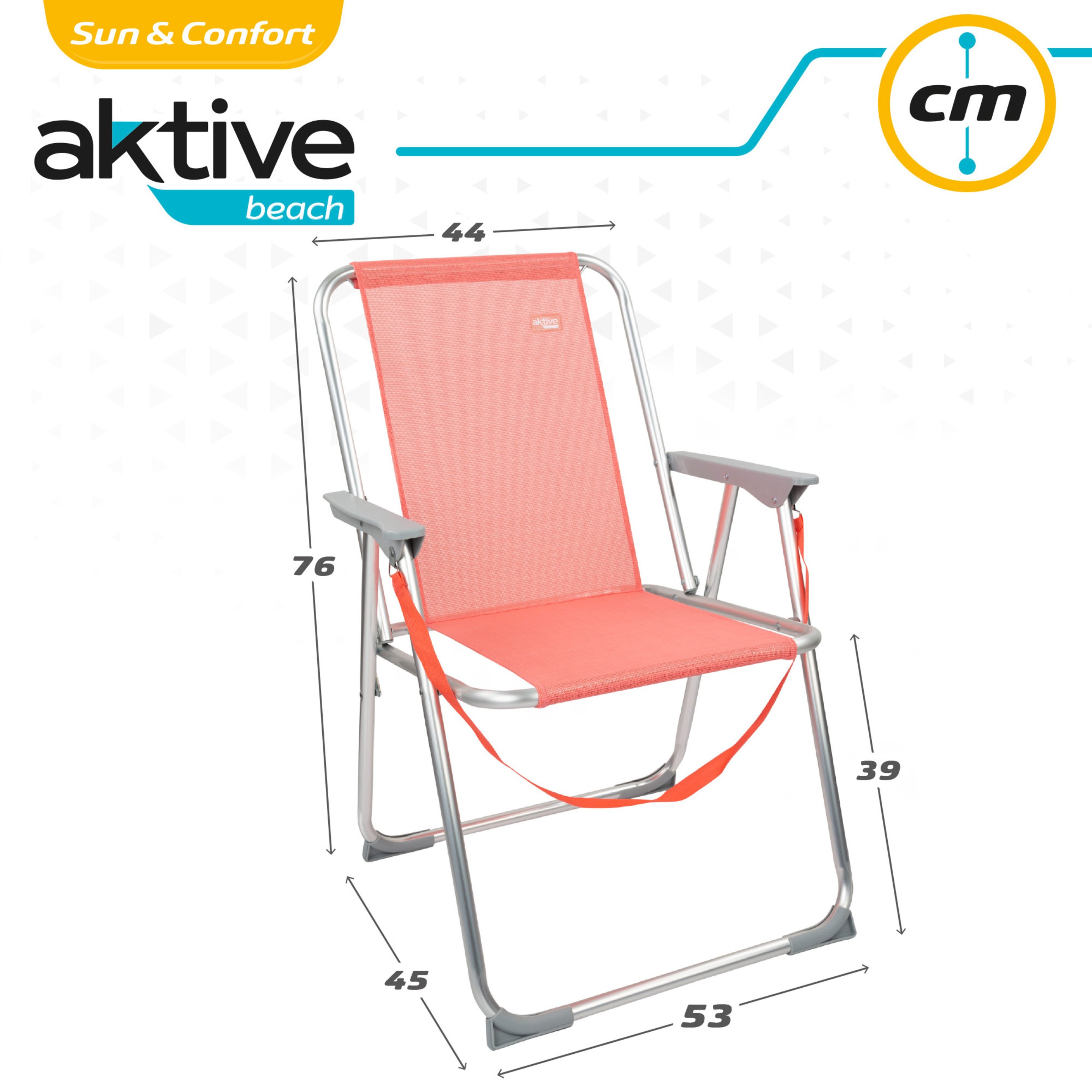 Cadeira Dobrável De Alumínio Fixa Coral Aktive