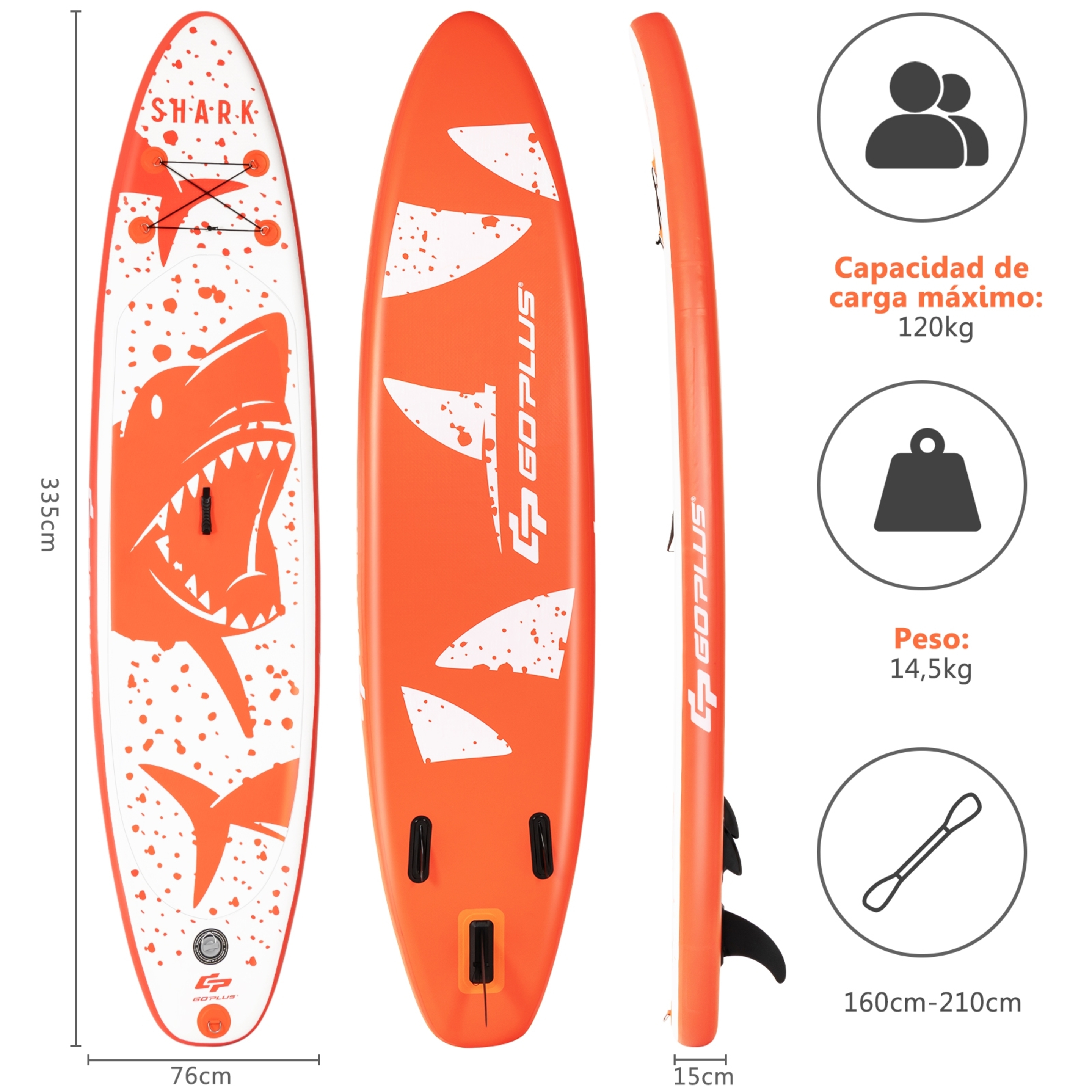 Costway Tabla De Paddle Inflable Sup L Tabla De Surf Con Aleta Removible