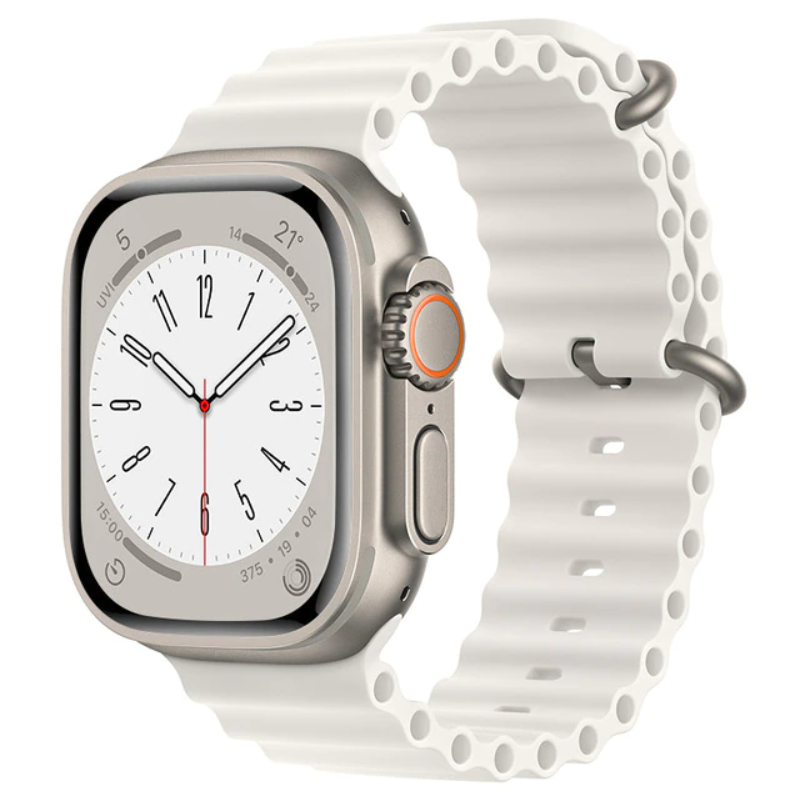 Correa De Silicona Compatible Con Apple Watch 42/44/45/49mm Smartek Smtk-ocean - blanco - 