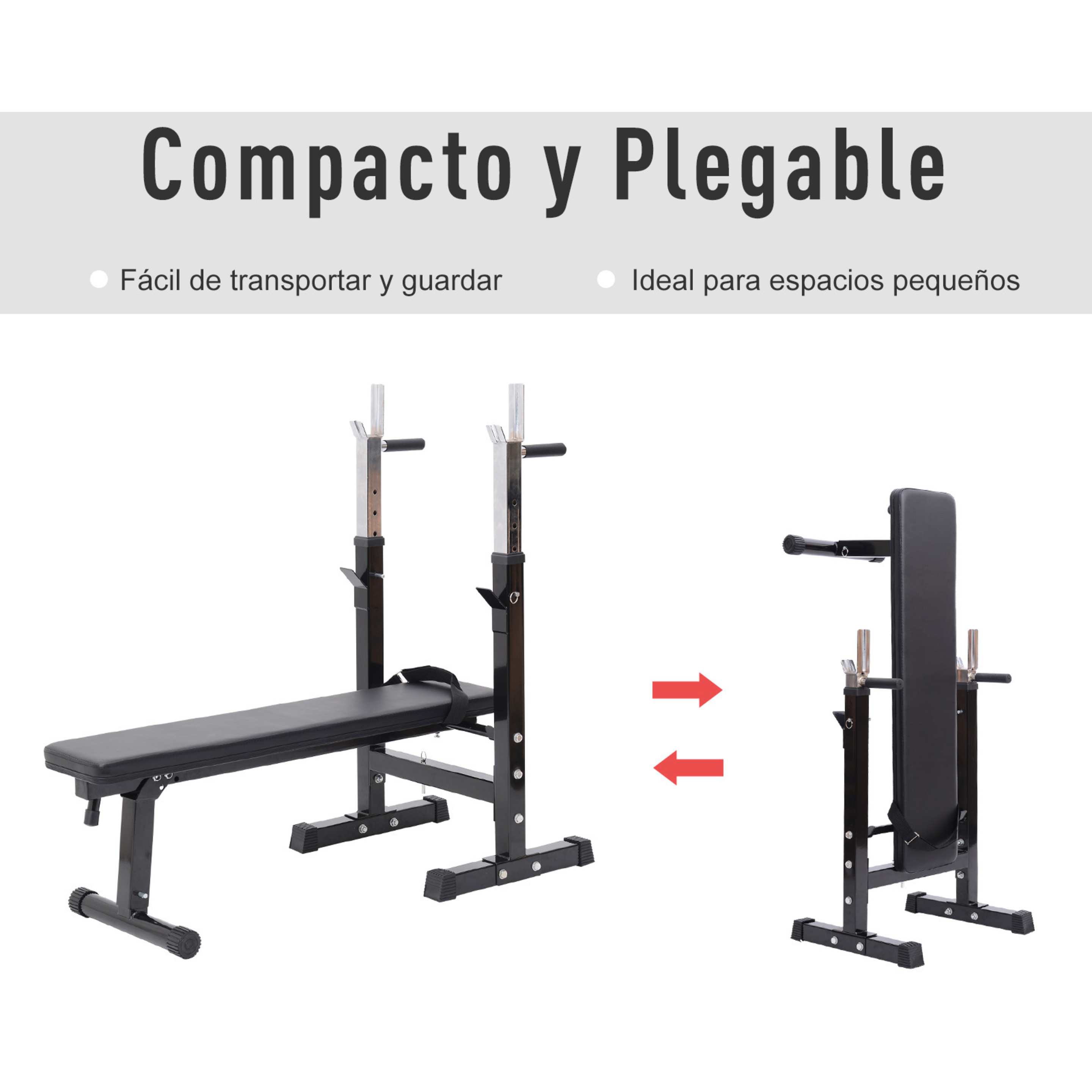 Homcom® Banco De Pesas Plegable Máquina De Musculación Multifunción Negro Cuero