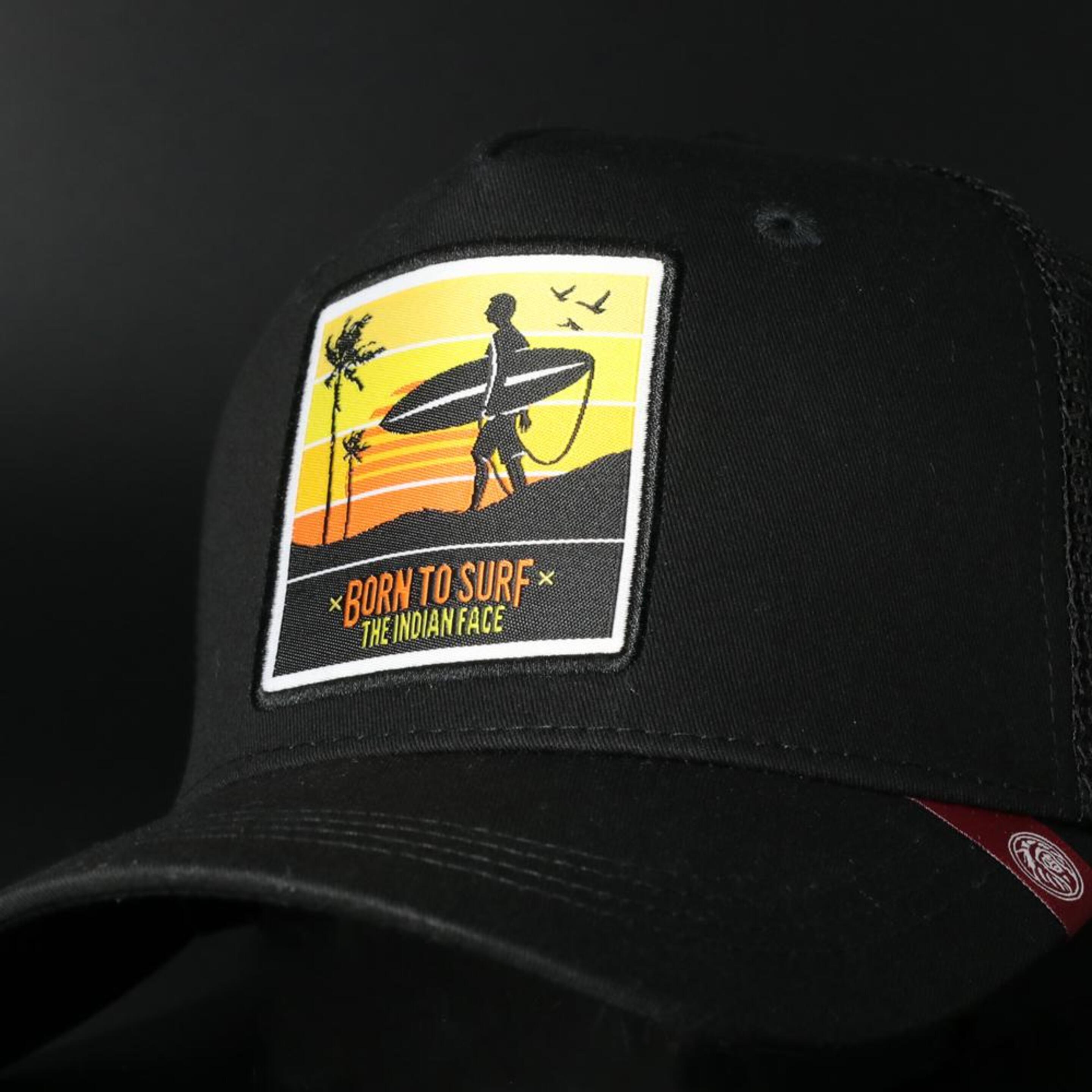 Gorra Trucker Born To Surf Negro The Indian Face Para Hombre Y Mujer