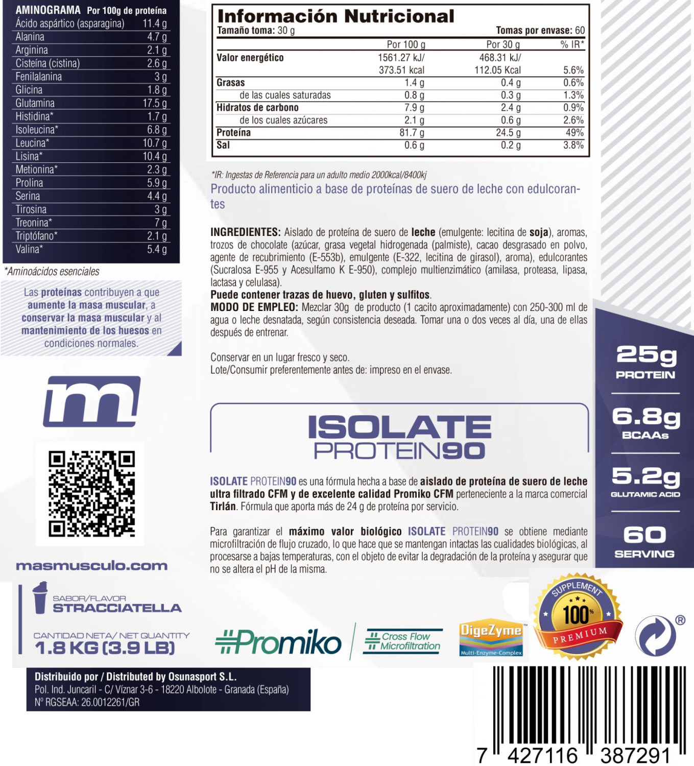 Isolate 90 Cfm - 1,8 Kg De Mm Supplements Sabor Stracciatella