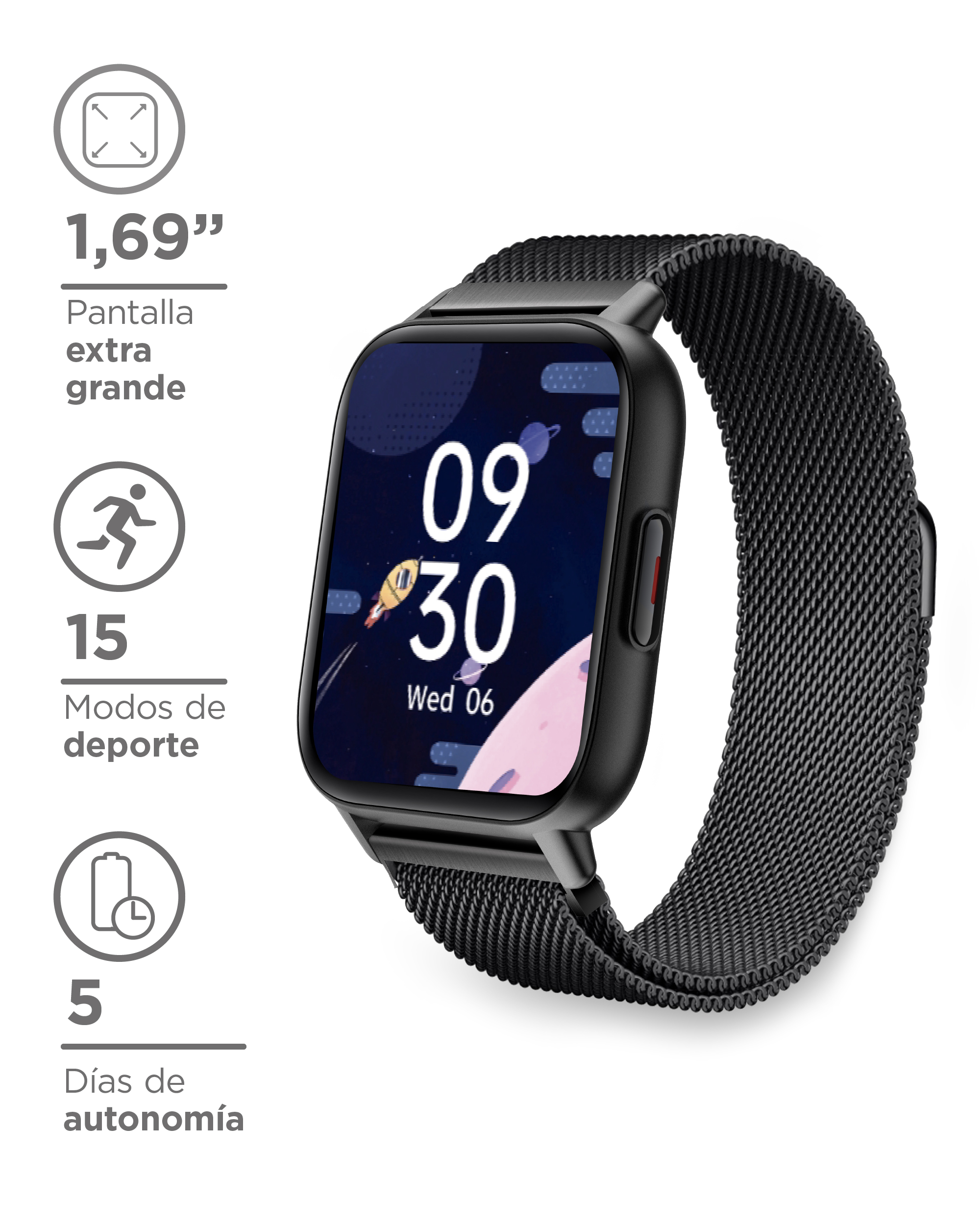 Smartwatch Ksix 2 Correas Incluidas Pantalla 1.69 Bluetooth 5.0 Autonomía 5 Días