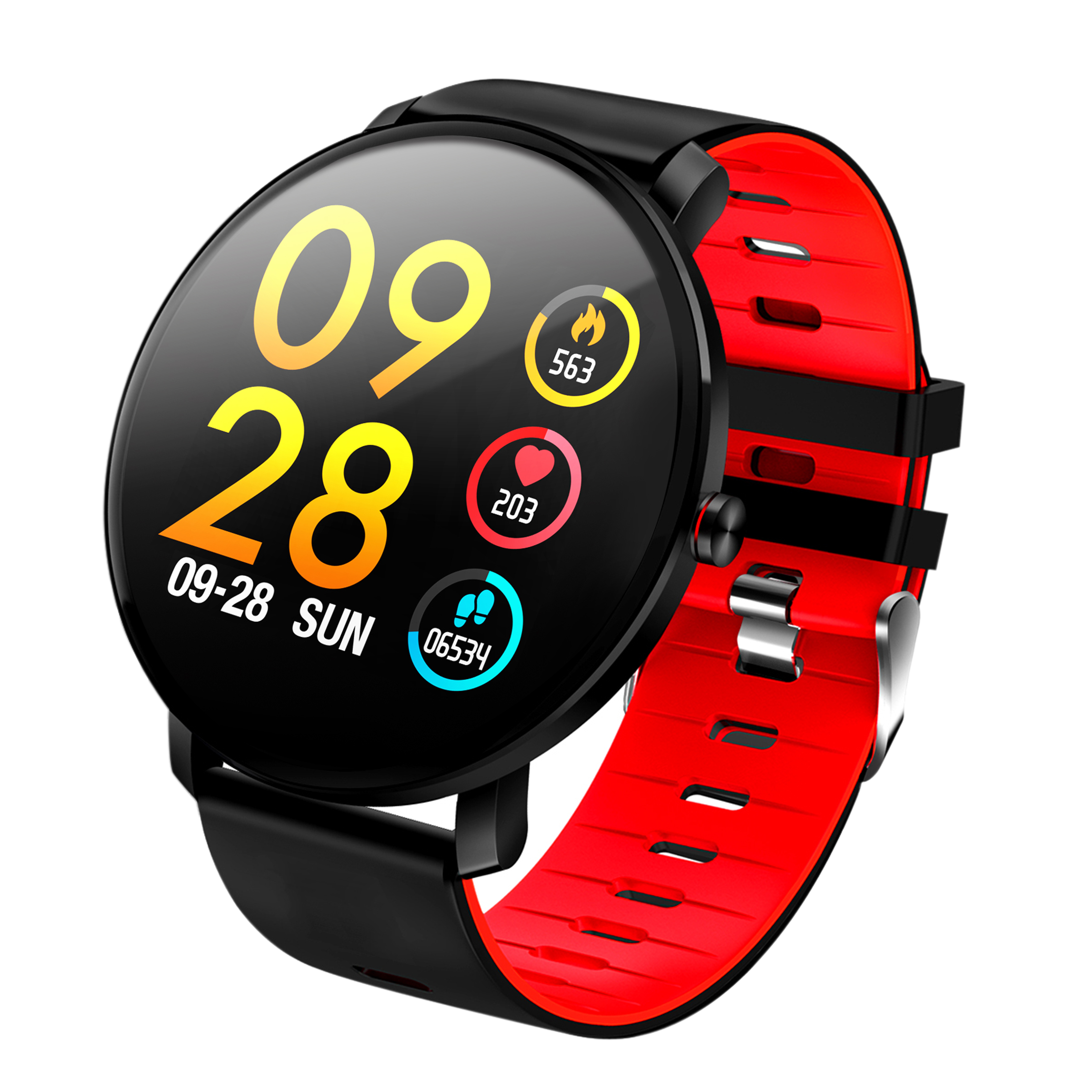 Reloj Inteligente Smartwatch Redondo Ip68 Rojo