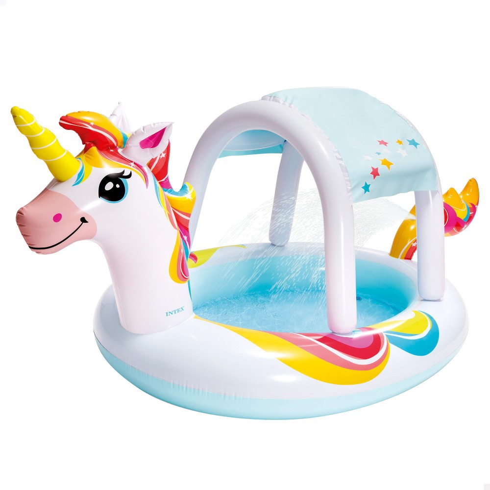 Piscina Unicornio Techo Desmontable Y Rociador De Agua Intex