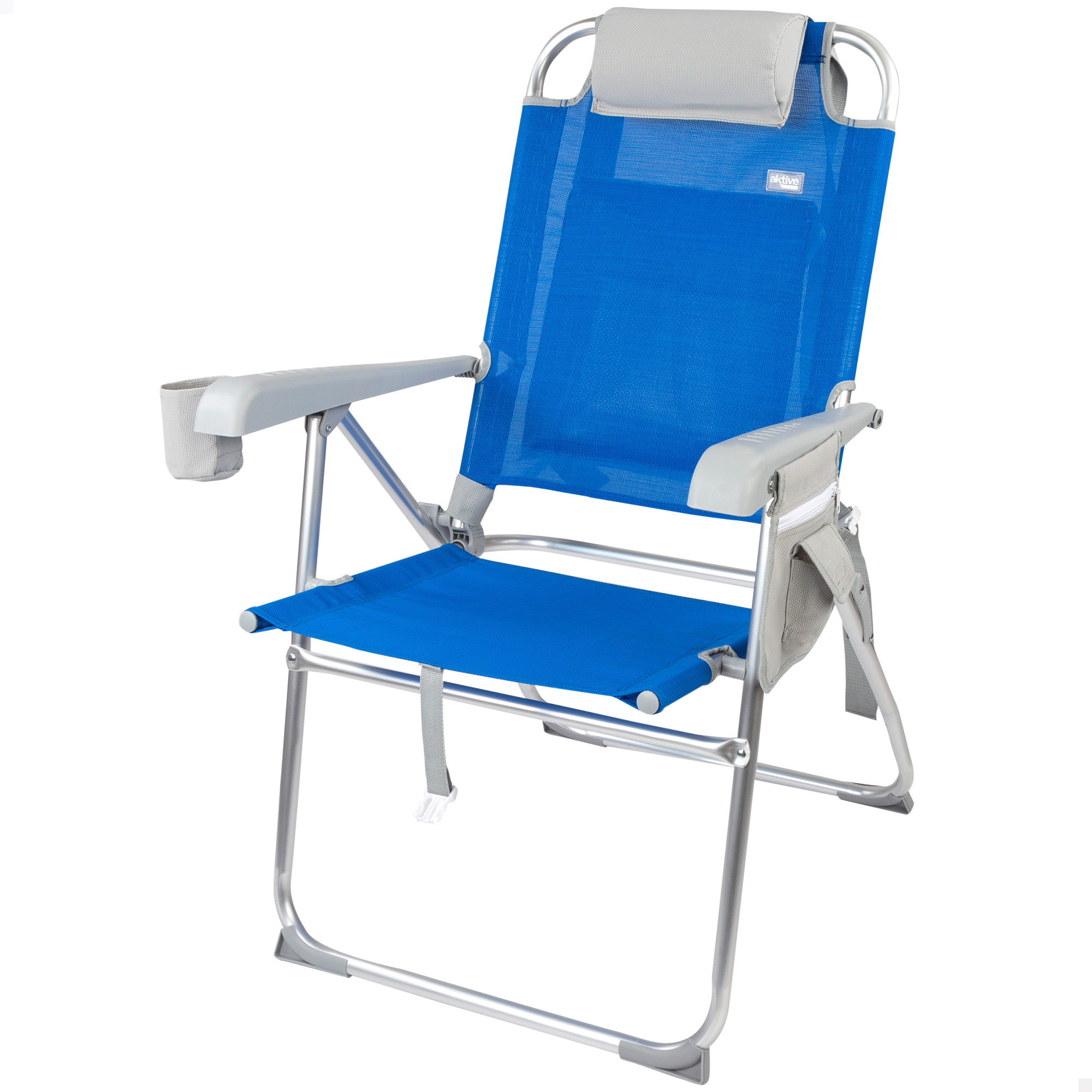 Cadeira De Praia Super Resistente Com Almofada, Bolsa E Bolso 47x63x99 Cm Aktive - azul - 
