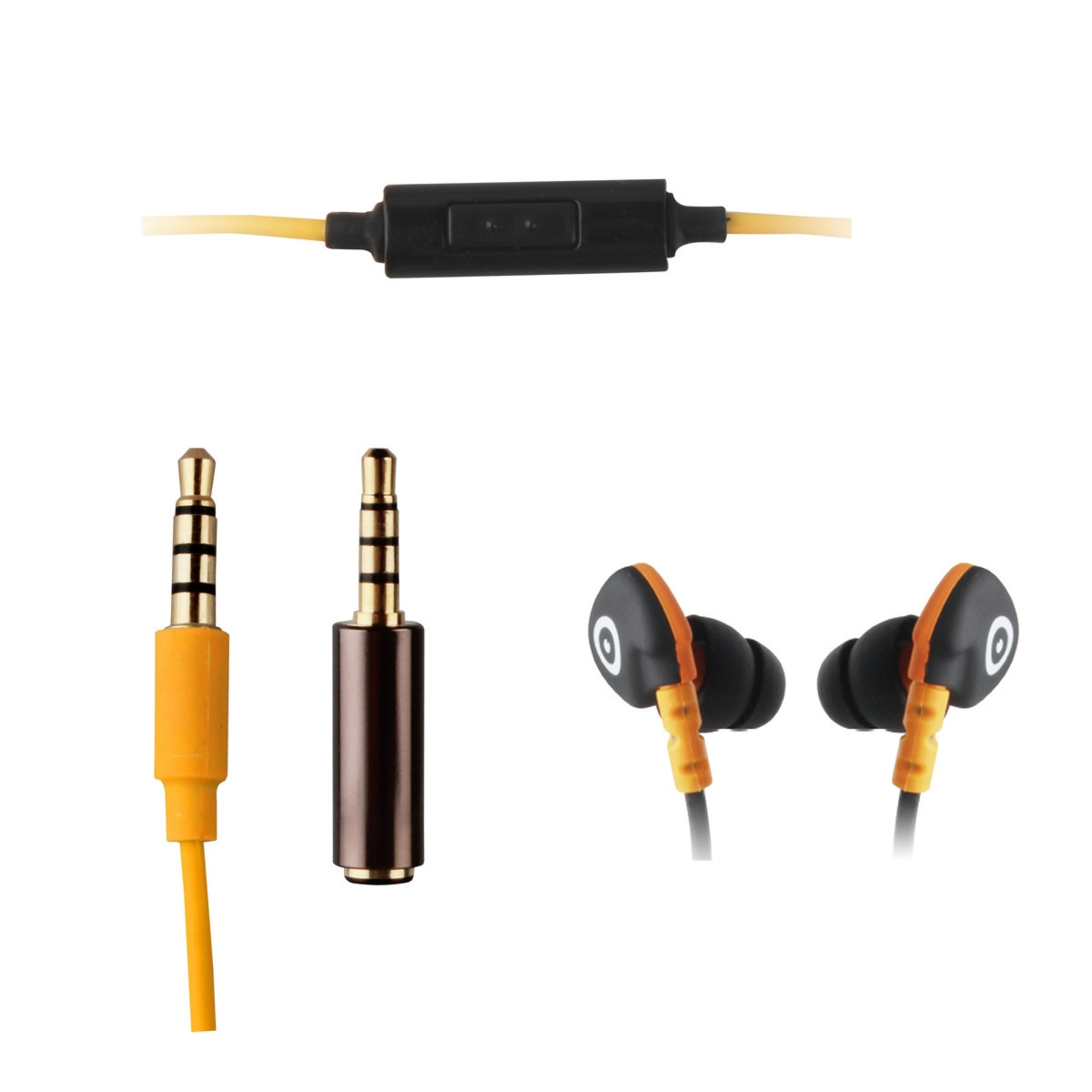 Muvit Auriculares Estéreo Con Micrófono 3,5mm Resistente Al Sudor Negro/naranja