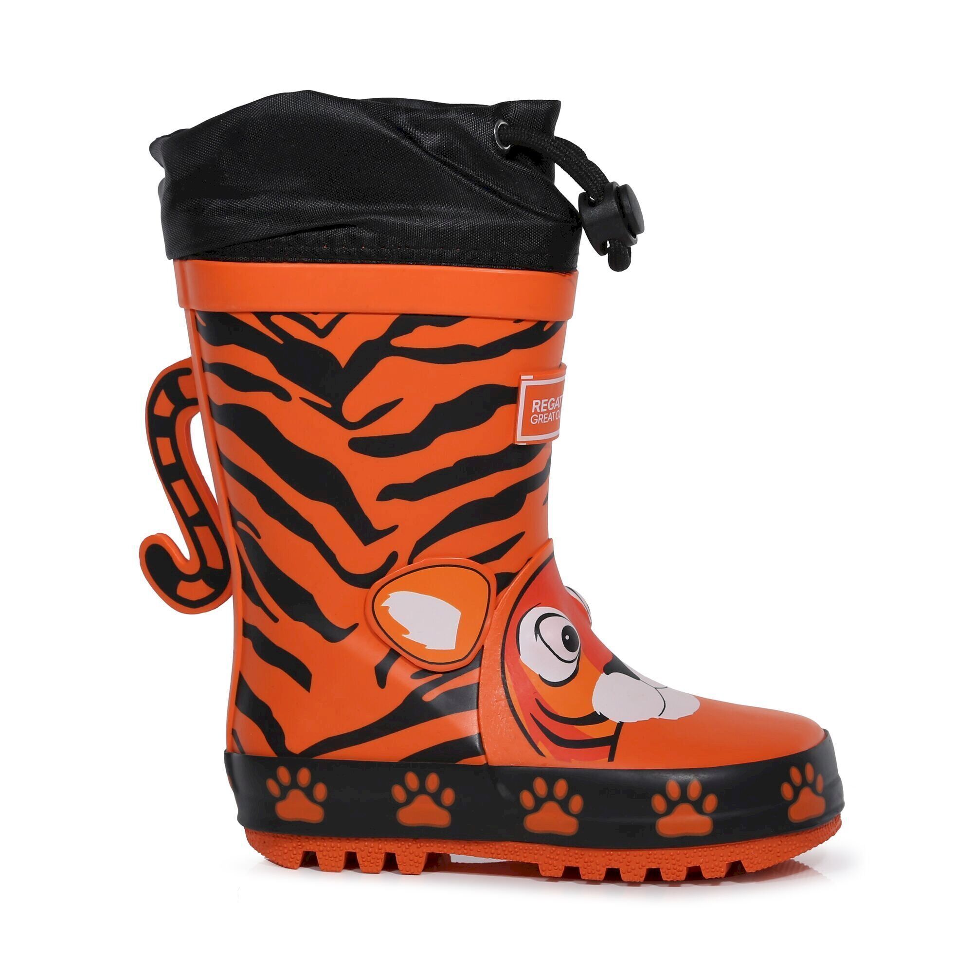 /kids Tiger Print Wellington Boots Regatta Mudplay - naranja - 