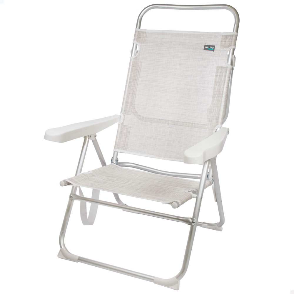 Cadeira Dobrável Multiposição Alumínio Aktive Beach - Bege