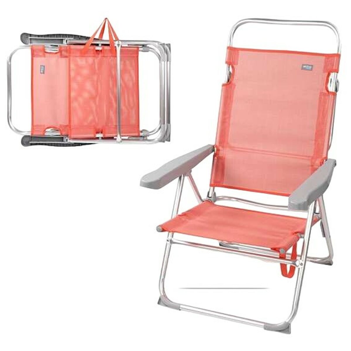 Cadeira Alta Reclinável De Alumínio Aktive Beach - Coral - Cadeira de Praia Colorbaby | Sport Zone MKP