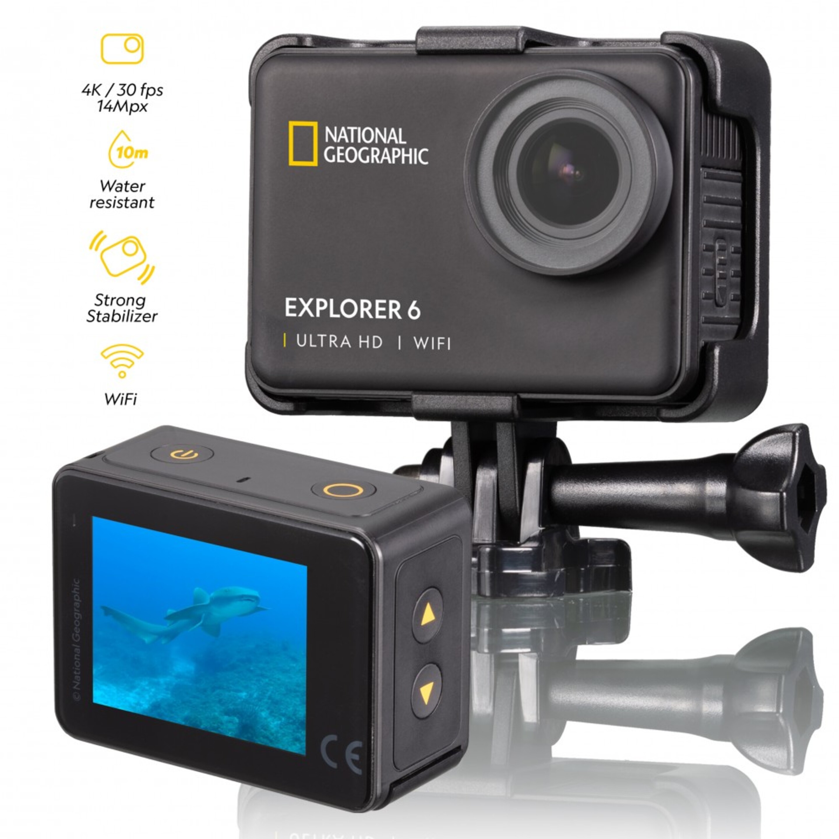 Cámara Deportiva Action Cam Explorer 6 National Geographic 4k Ultra-hd Con Accesorios Incluidos
