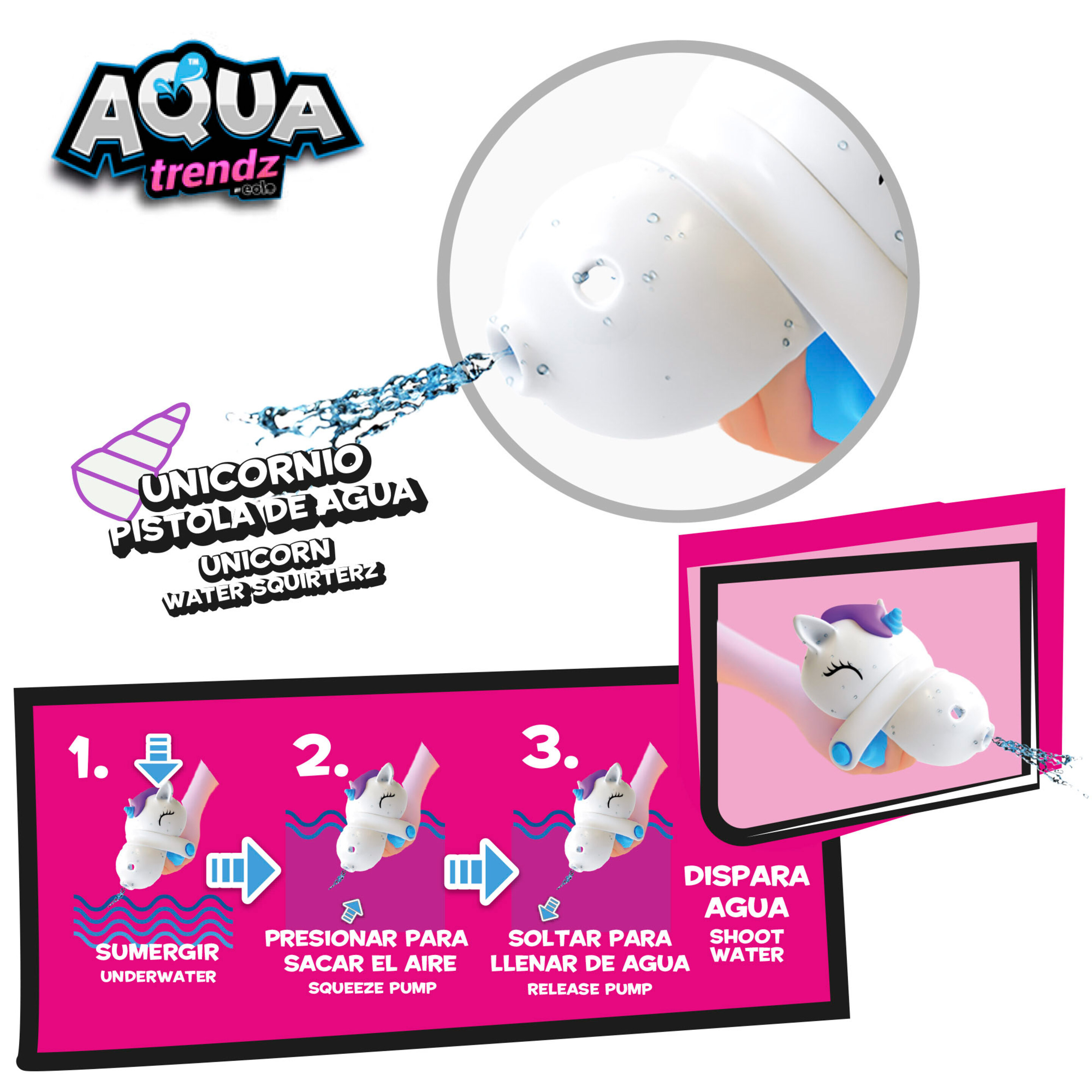 Máscara De Buceo Y Lanzador De Agua Unicornio Aqua Trendz