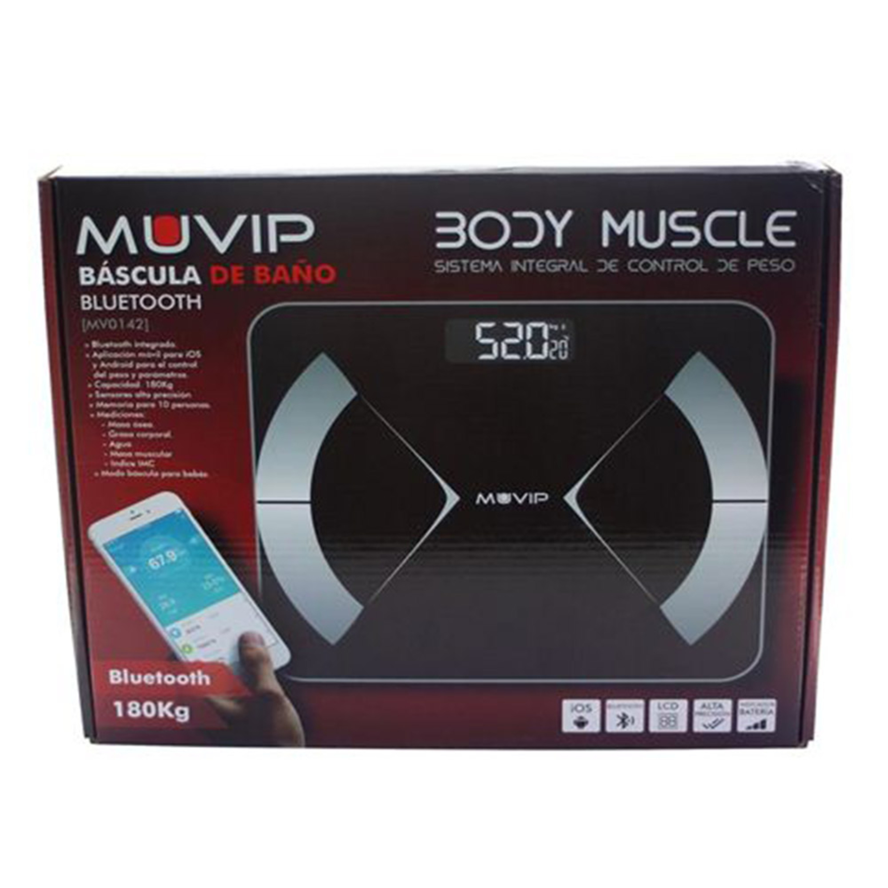 Báscula Digital Body Muscle Bluetooth Muvip