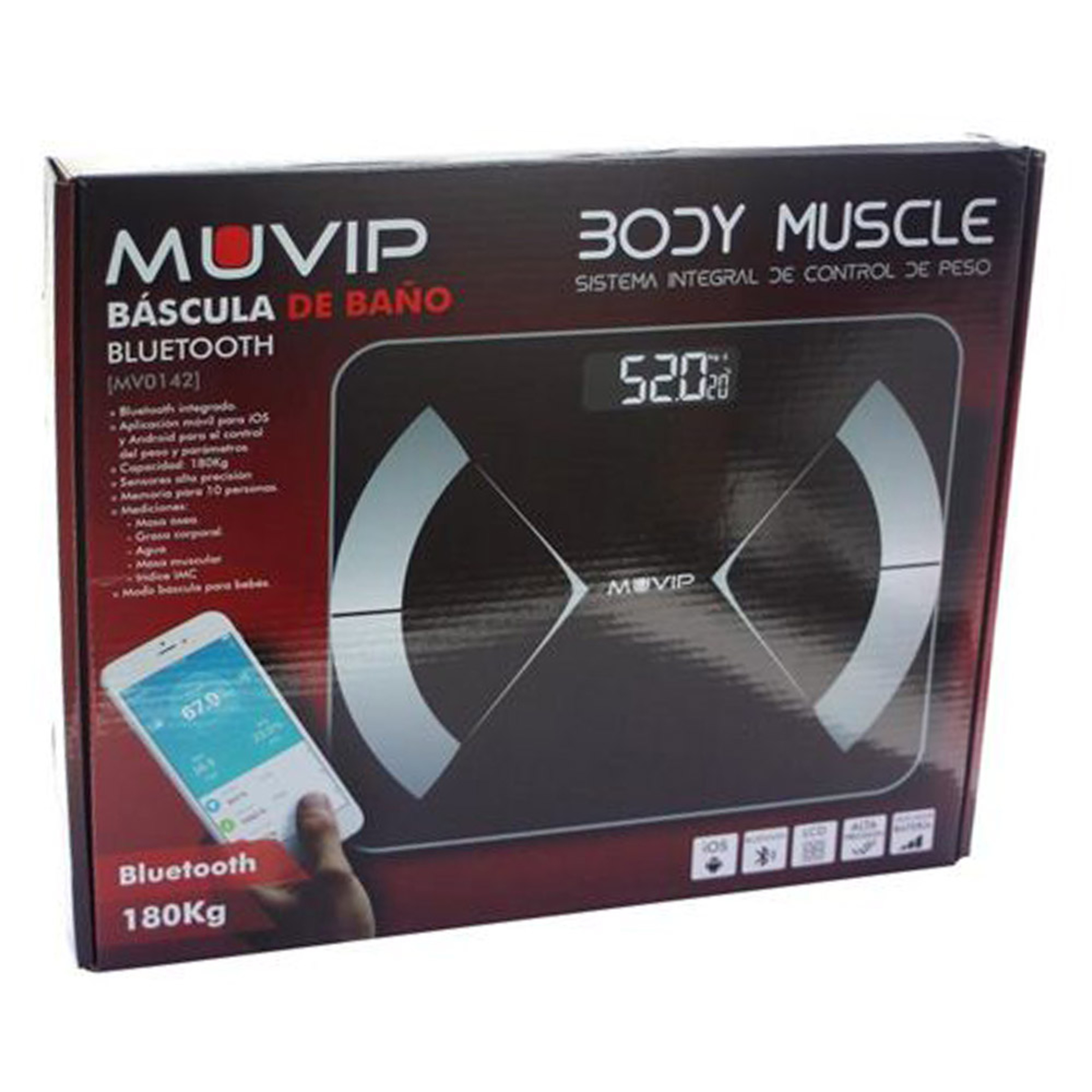 Báscula Digital Body Muscle Bluetooth Muvip