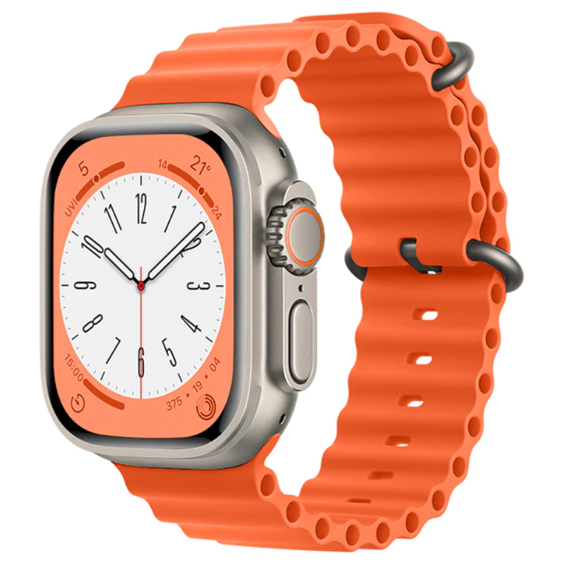 Correa De Silicona Compatible Con Apple Watch 42/44/45/49mm Smartek Smtk-ocean - naranja - 