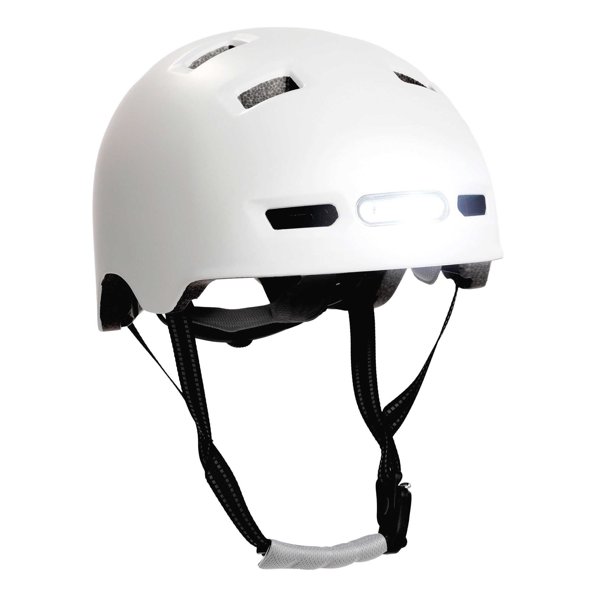 Capacete De Bicicleta De Skater Com Luz Frontal E Traseira | Branco M(54-57cm) - blanco - 