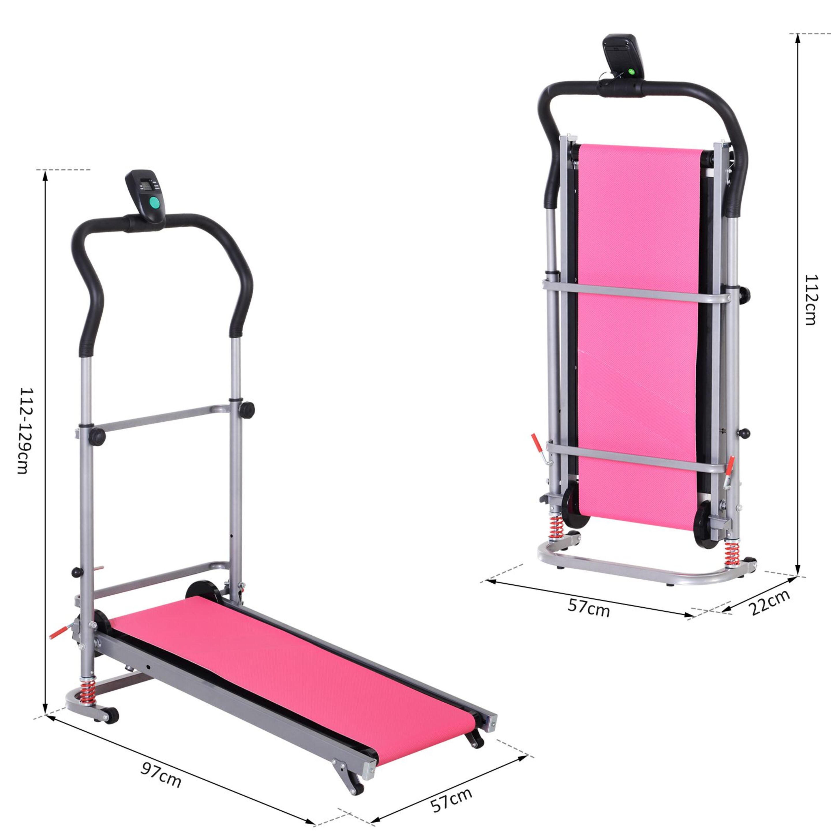 Homcom Cinta De Andar Manual Caminadora Plegable Portátil Pantalla Lcd 2 Ángulos Reclinables Carga 1