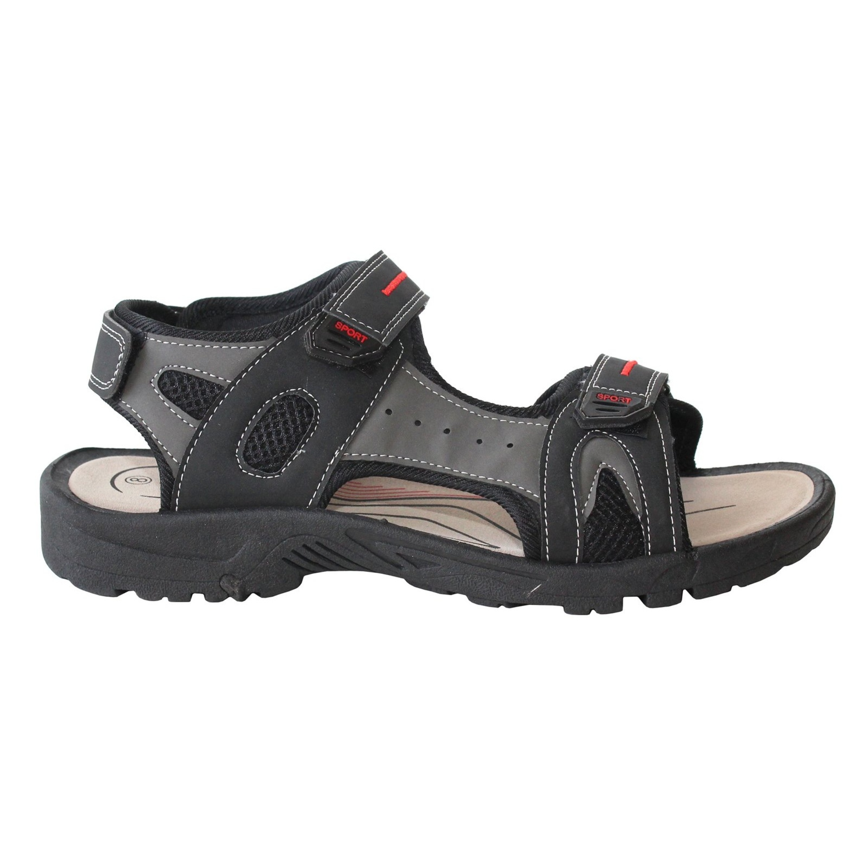 Sandálias Esportivas De Aperto Triplo Para Homens Pdq (Preto/cinza) - negro - 