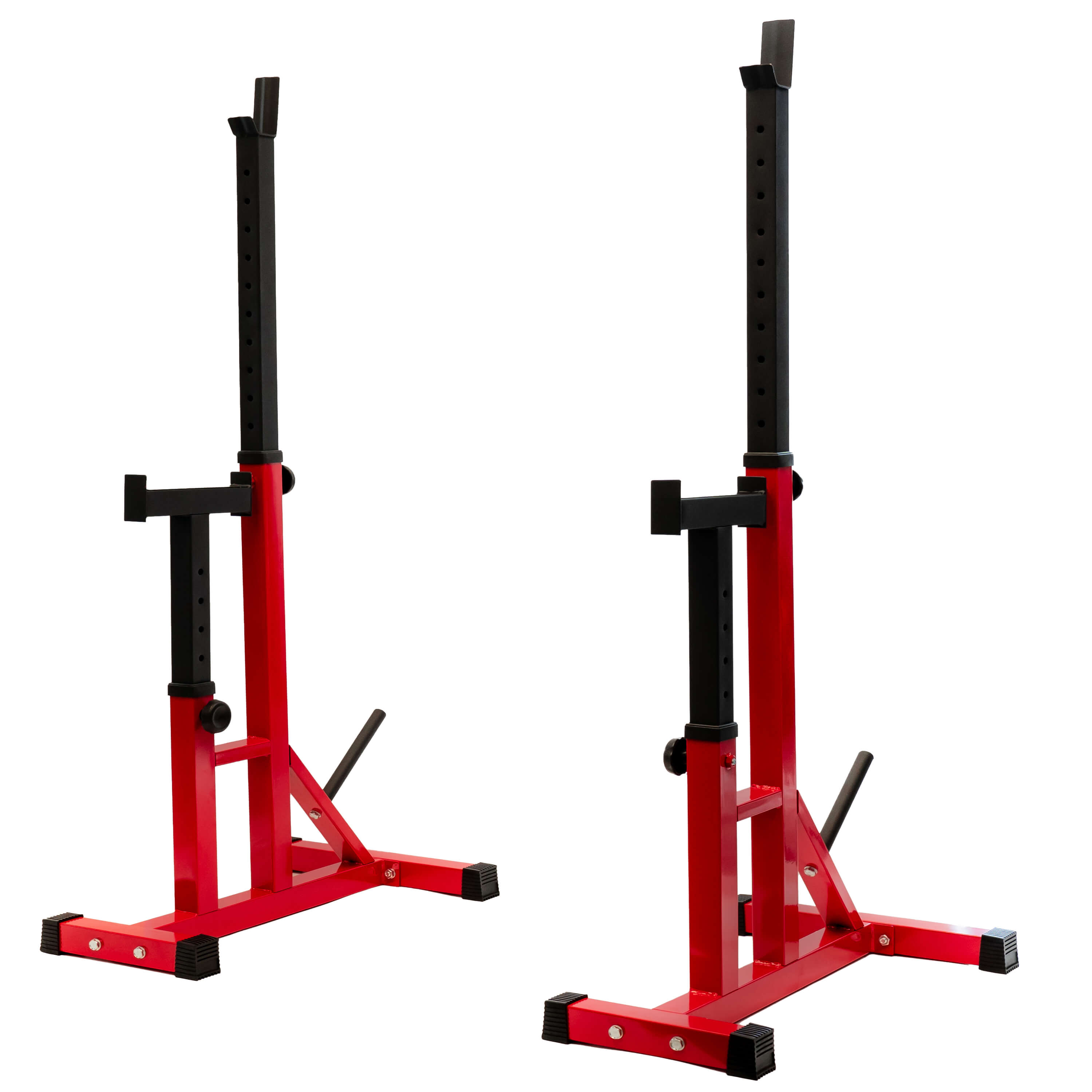 Soporte Rack Ajustable Power Levantamiento De Pesas Multifuncional Fitness - rojo-negro - 