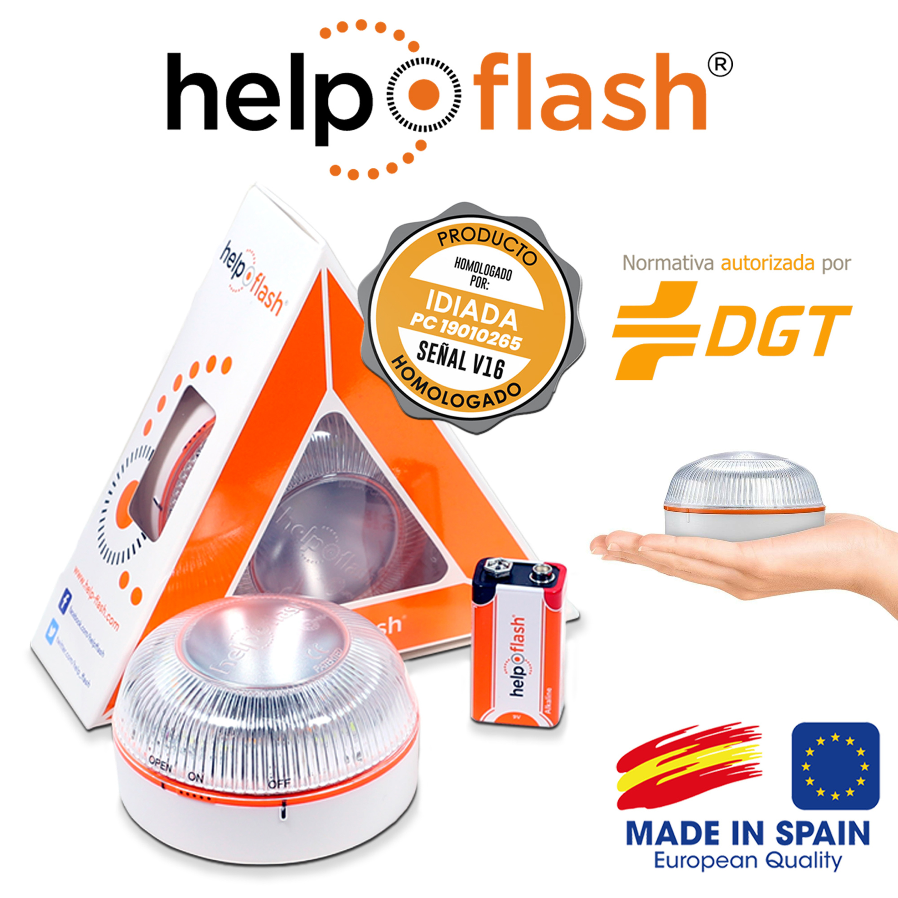 Luz Emergencia Help Flash V16 Homologada - Blanco  MKP