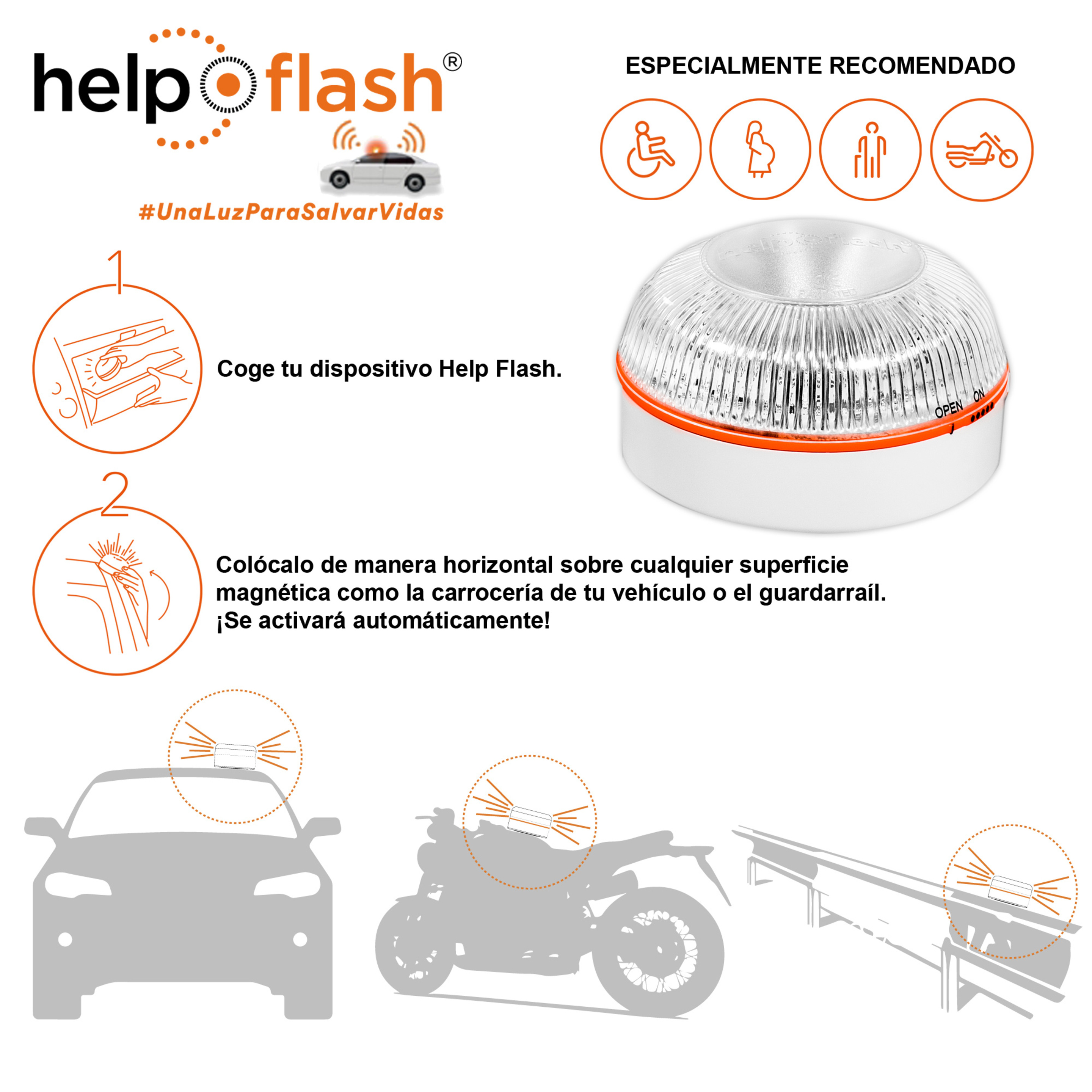 Luz Emergência Help Flash V16 Homologada Apto Para Ciclismo/bicicleta