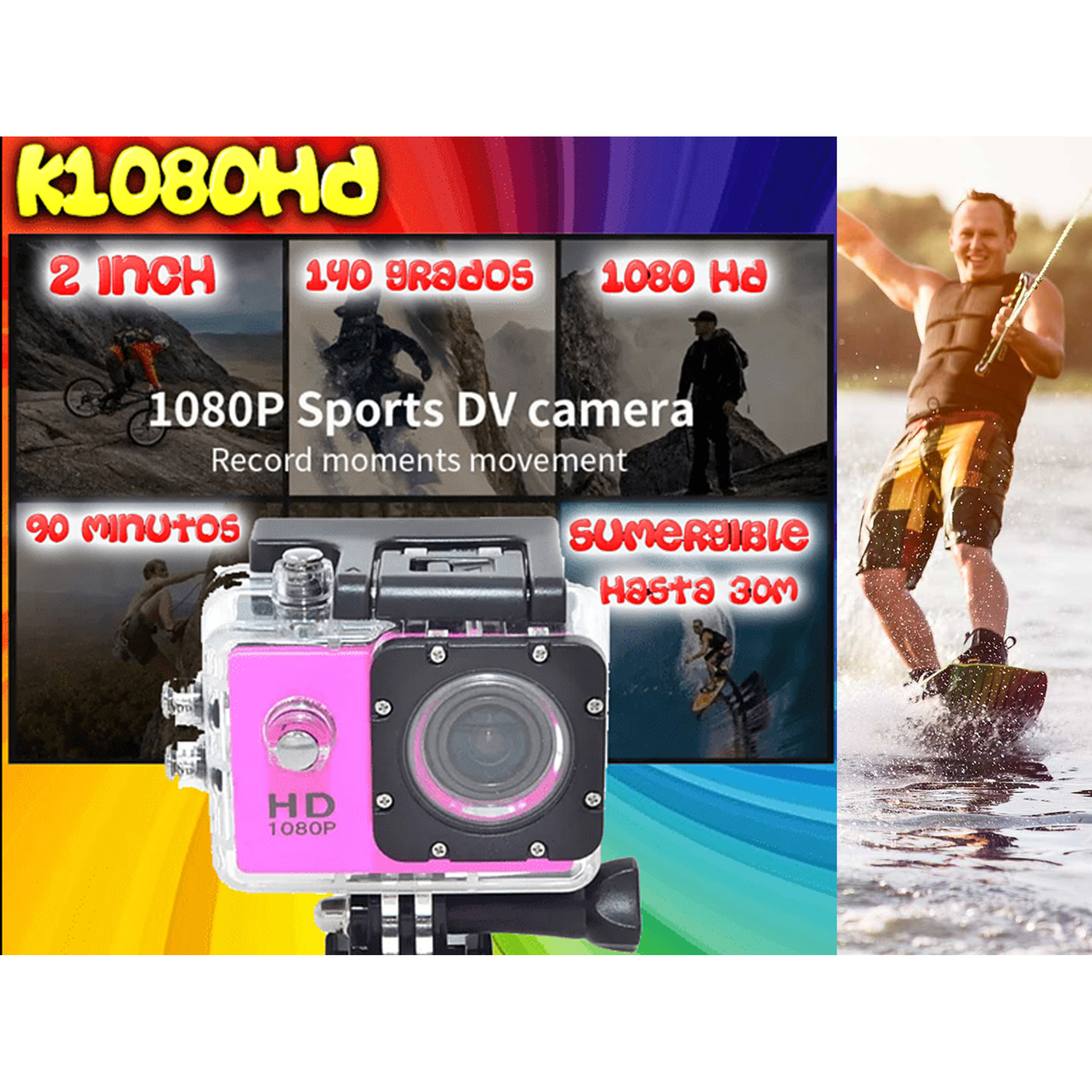 Camara Accion Deportiva Sumergible Wifi 1080 Ulta Hd