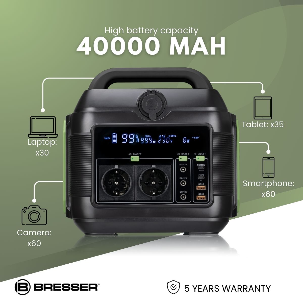 Power Bank 600 W Bresser Portable - Mantenha -se independente da rede de eletricidade com a nova estação elétrica Great 600 W de Bresser para carregar todos os tipos de dispositivos. | Sport Zone MKP