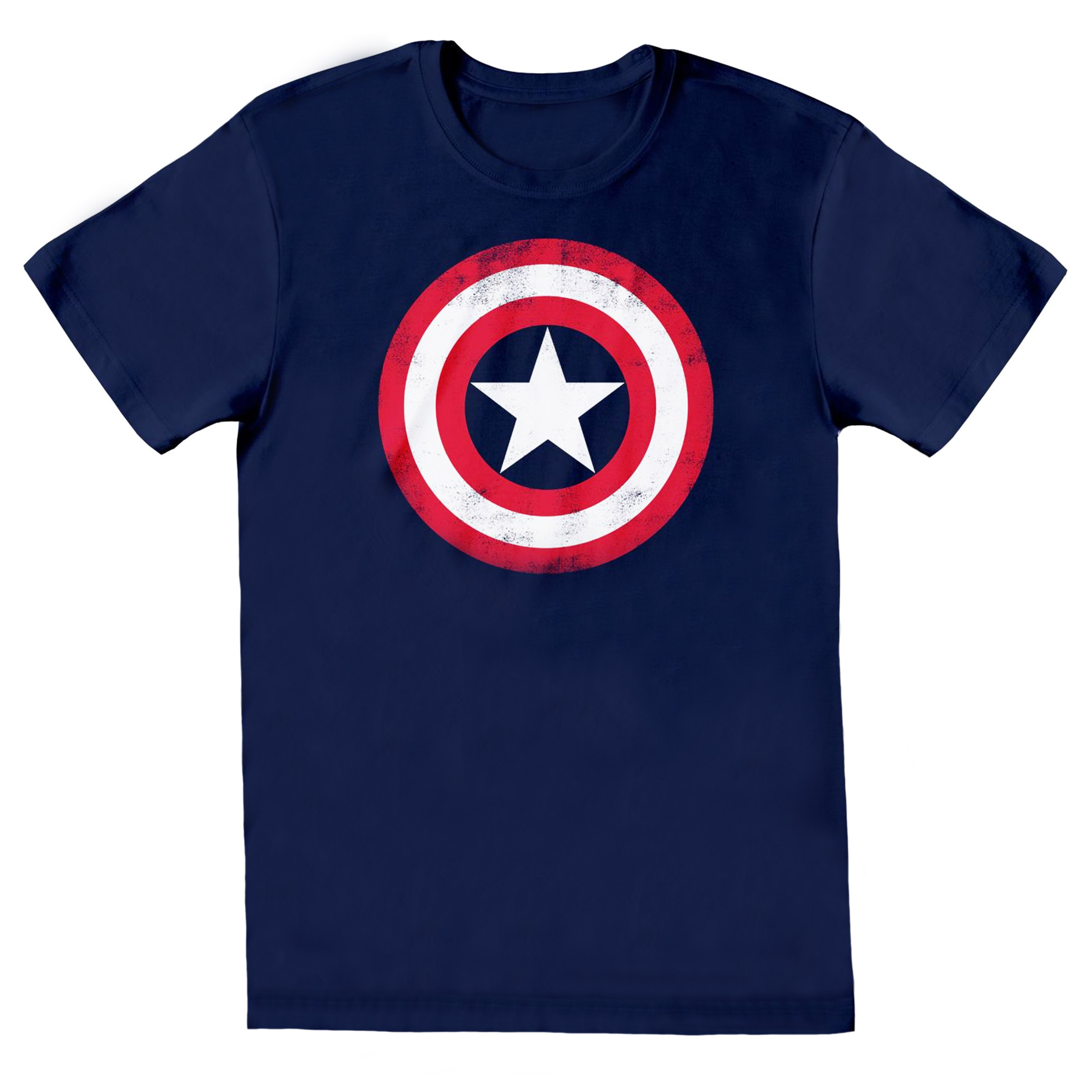 Camiseta Entallada Escudo Envejecido Captain America