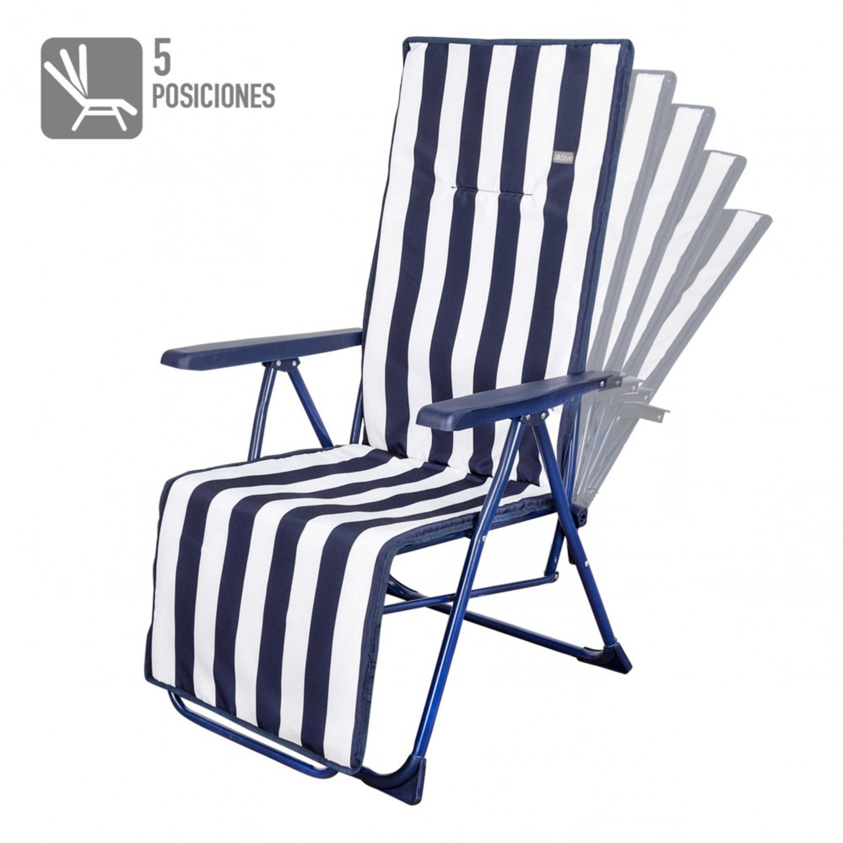 Silla Tumbona Plegable 5 Posiciones Aktive Beach Rayas Marineras